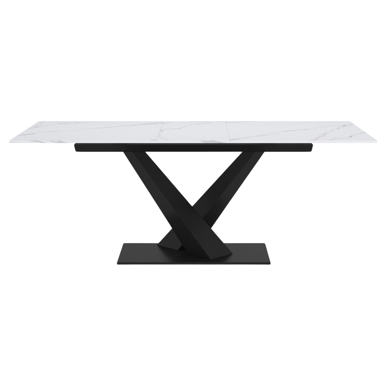 Julius 63"–79" Extension Sintered Stone Dining Table White and Black