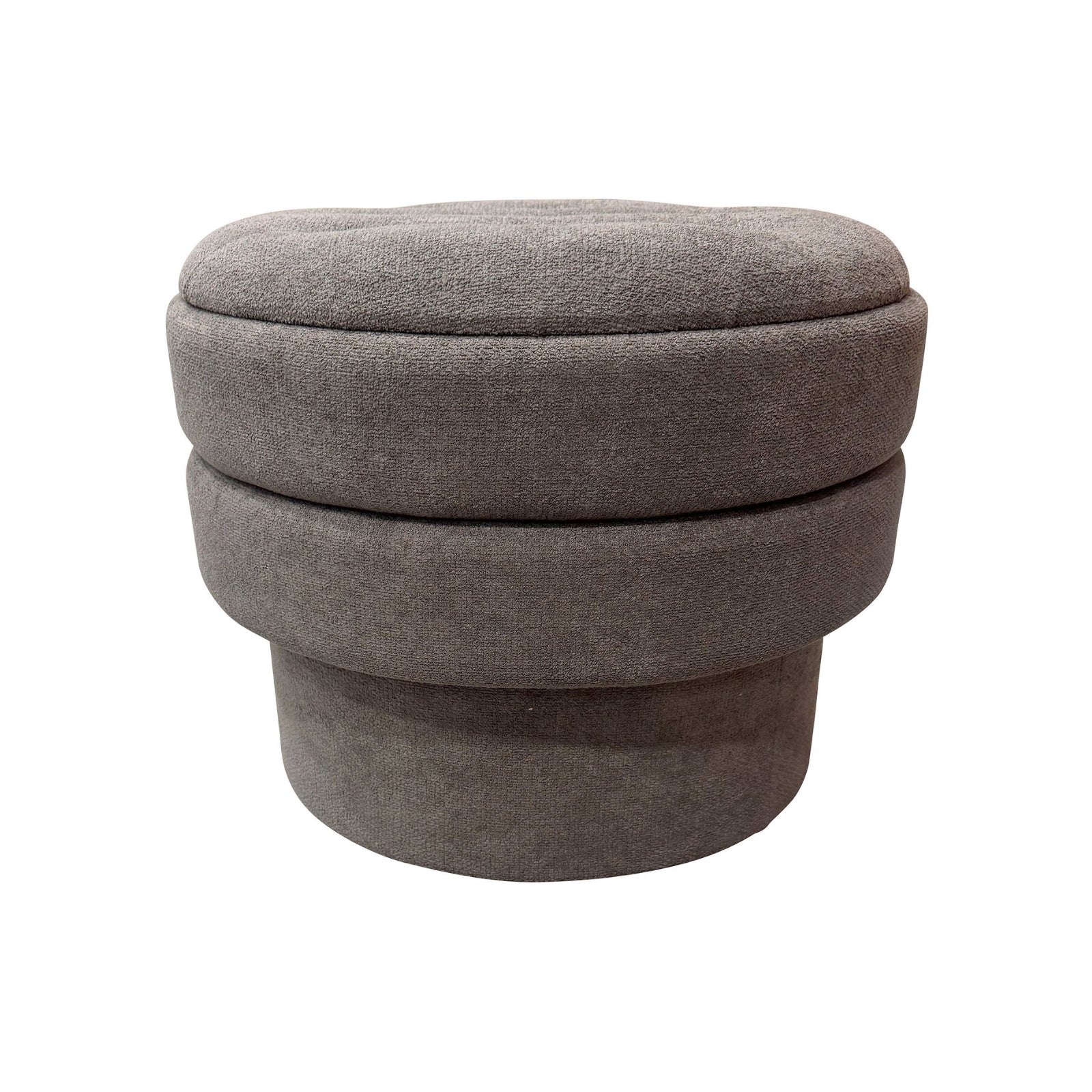 Kepler Round Storage Ottoman in Warm Charcoal