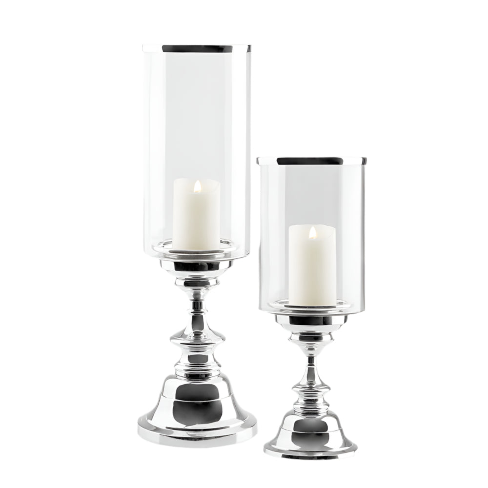 Petra Silver Candle Holders - Set of 2.