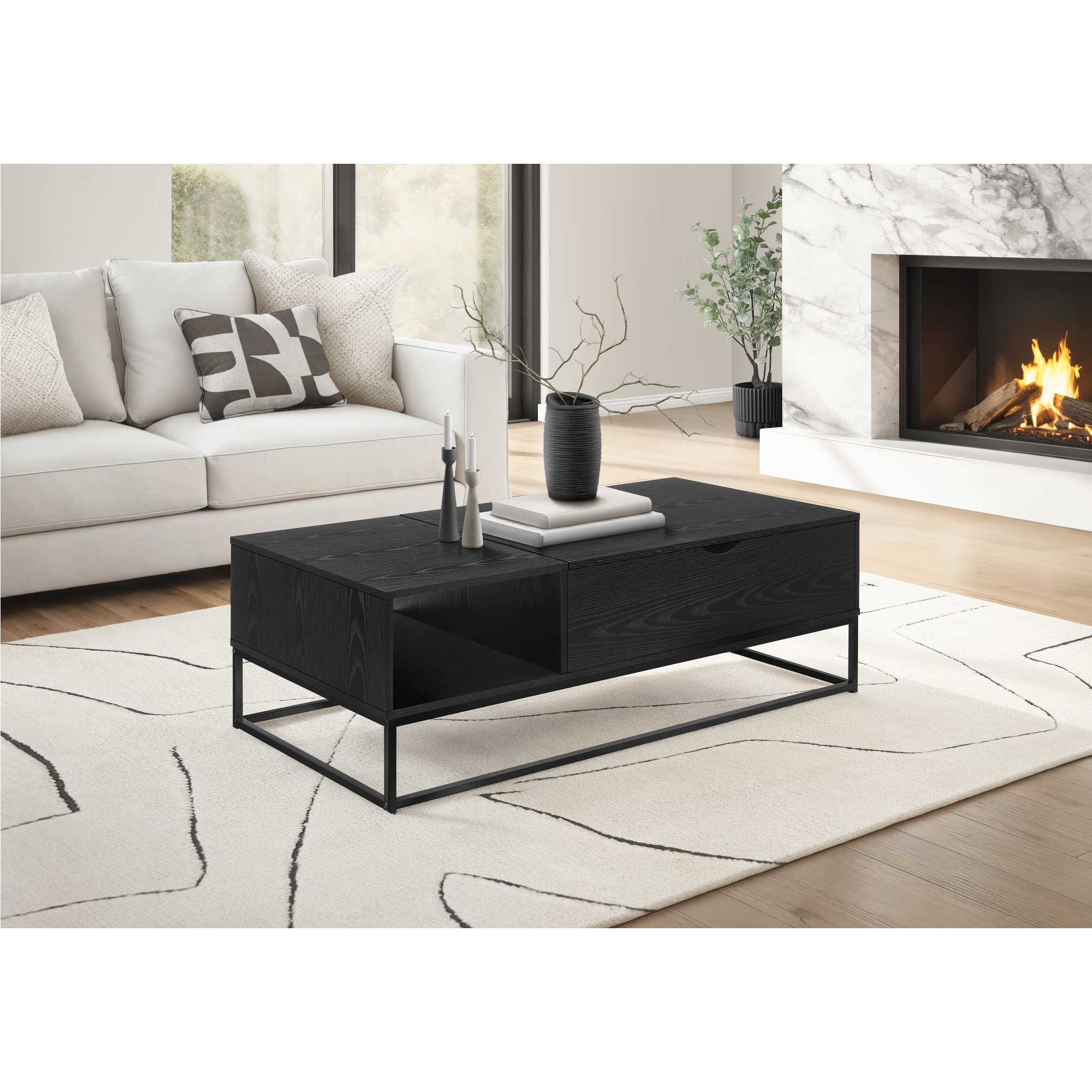 Modern Luxeva coffee table by Monarch Specialties featuring a sleek wooden surface and sturdy metal legs.