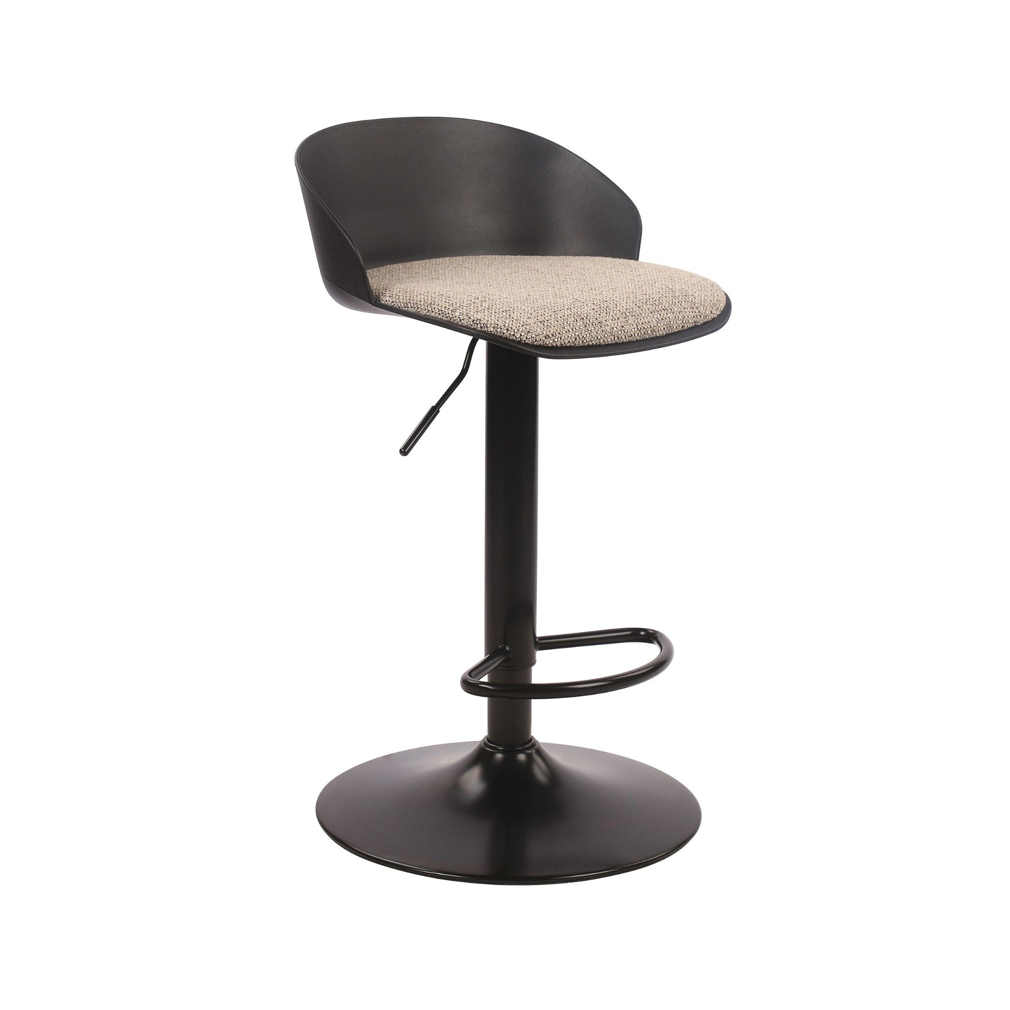 Mabel Adjustable Bar Stool – Black/Beige (Set of 2)