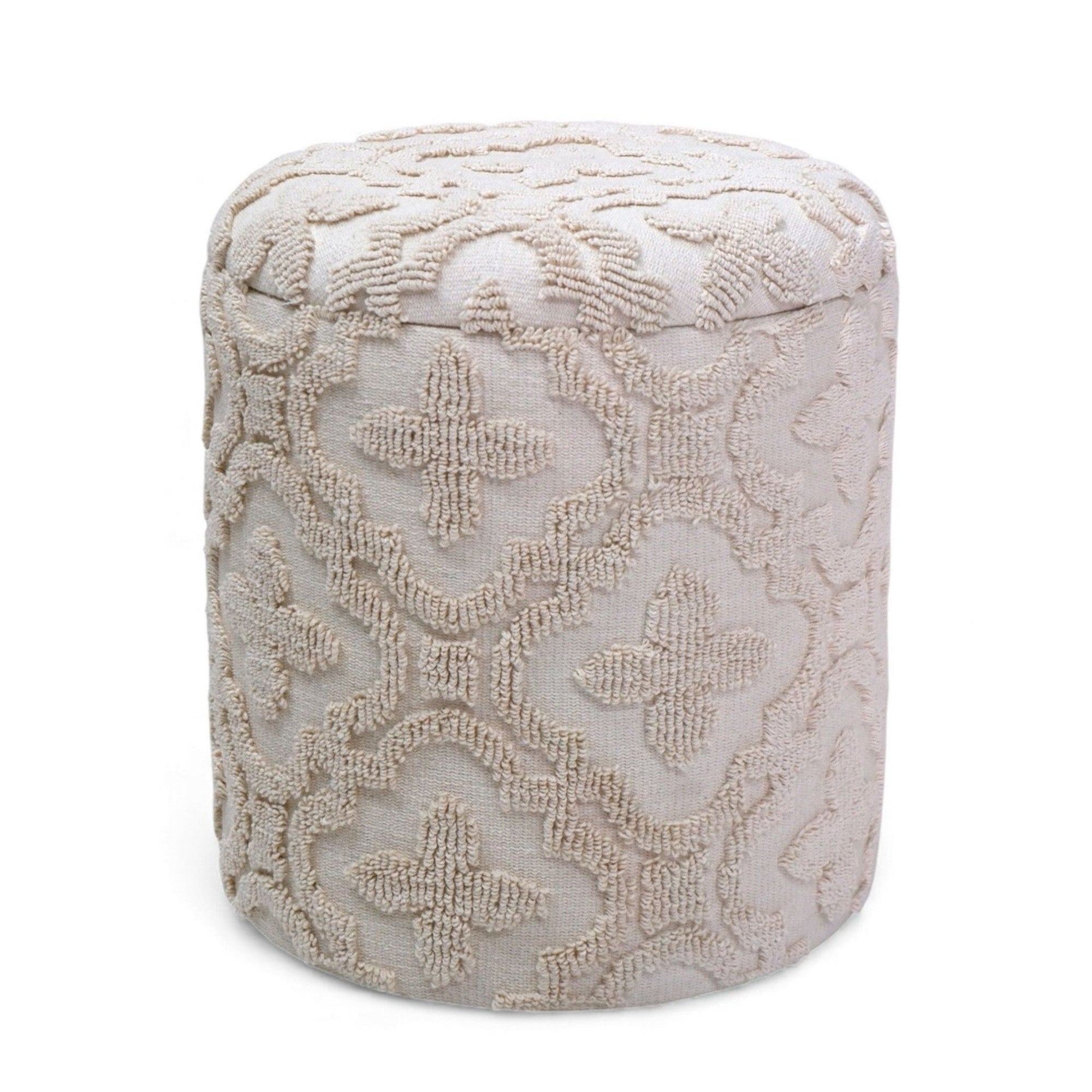 Magnolia Round Storage Ottoman – Ivory