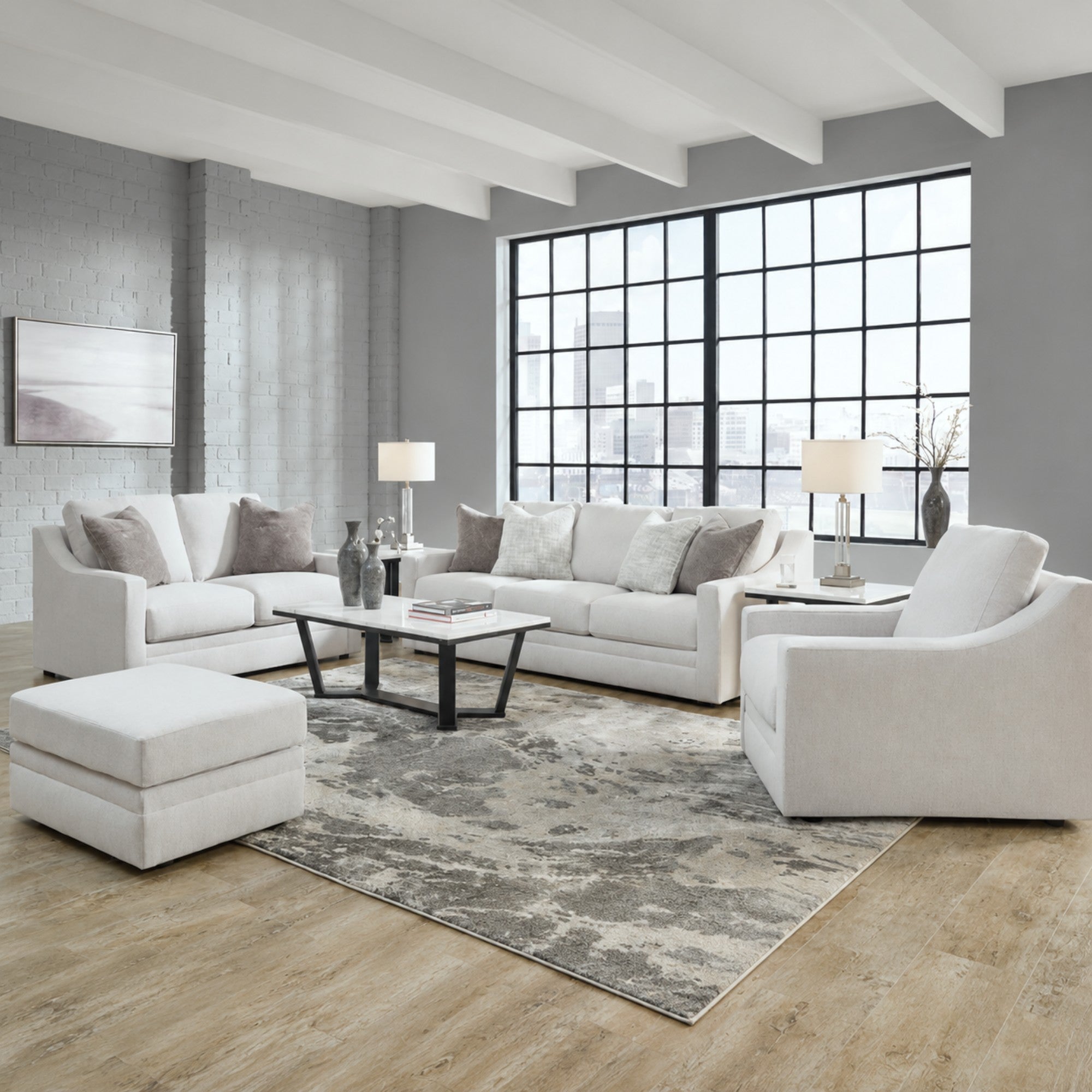 Maitelynn Sofa Set in Chalk