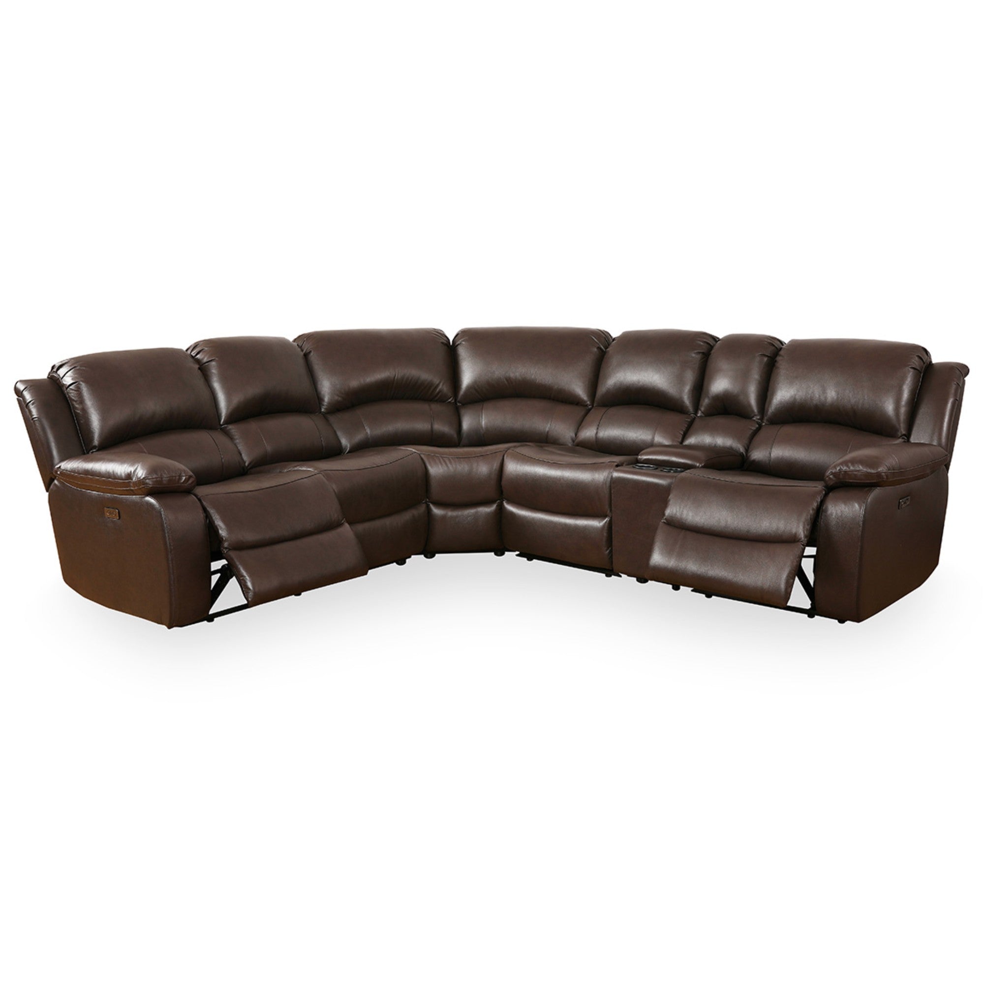Maxim Power Reclining Leather Sectional with Console