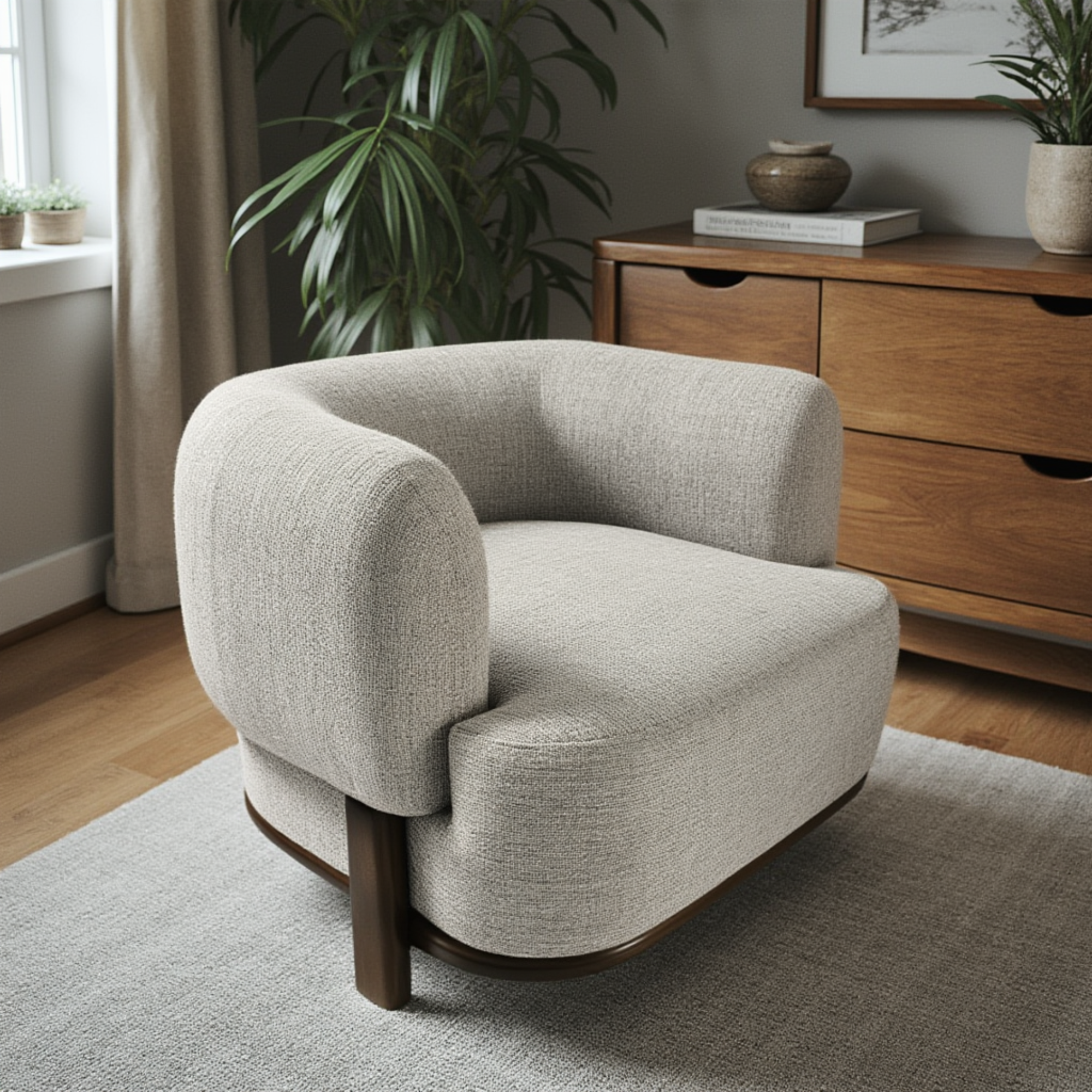 Monaco Accent Chair: Light Grey