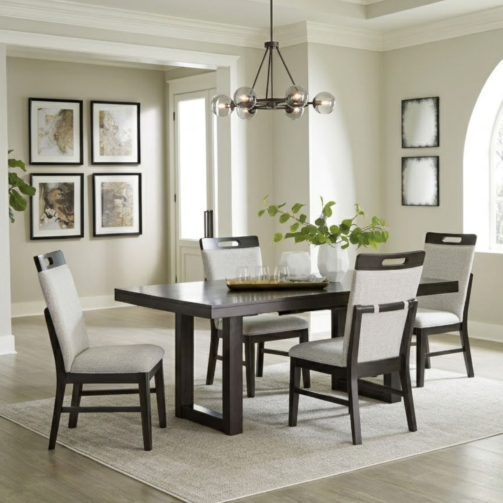 Neymorton 5-piece rectangular dining room set by Signature Ashley, featuring a table and matching chairs in elegant wood finish.