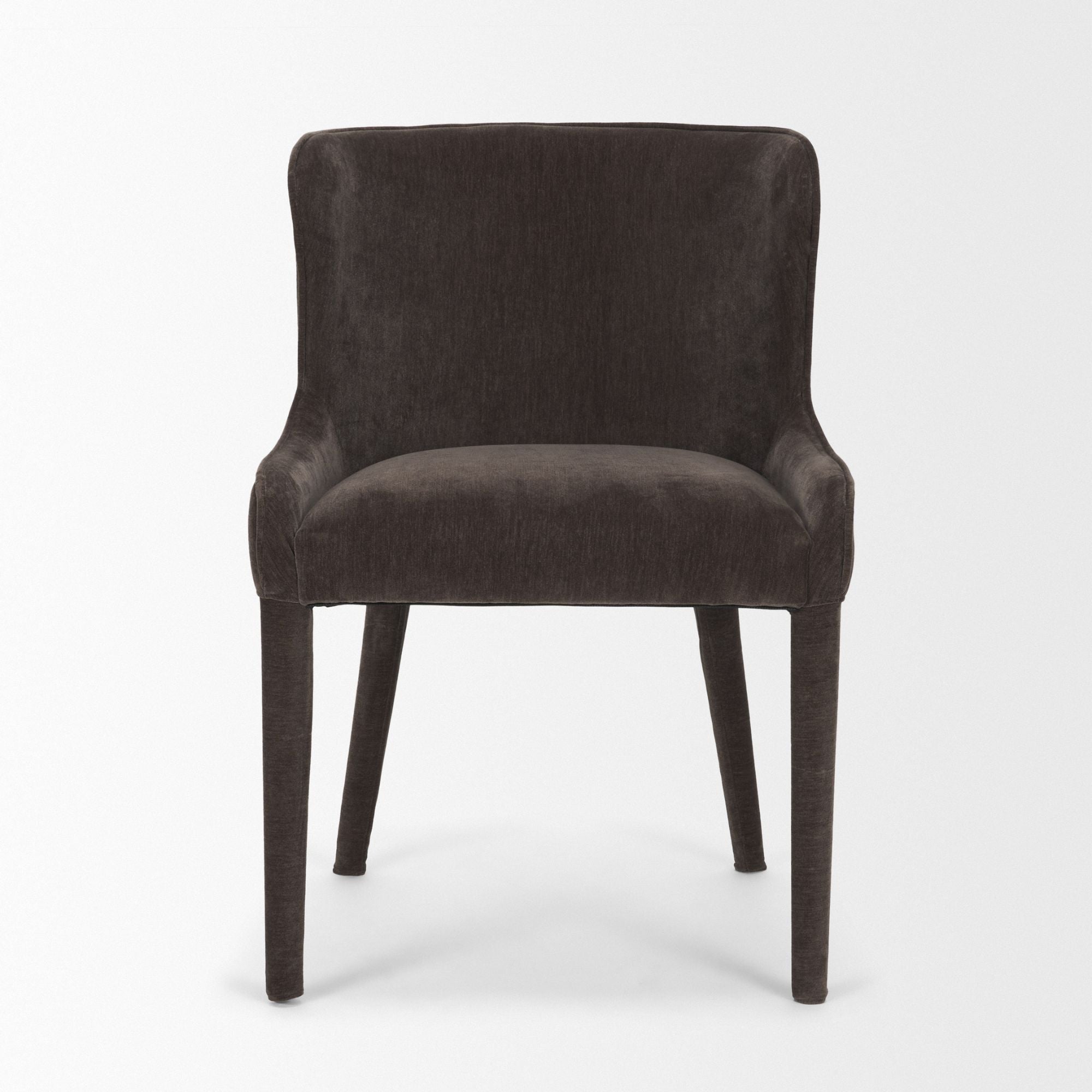 Cream chenille Nolan dining chair by Mercana Furniture with a sleek, modern design and comfortable cushioning.