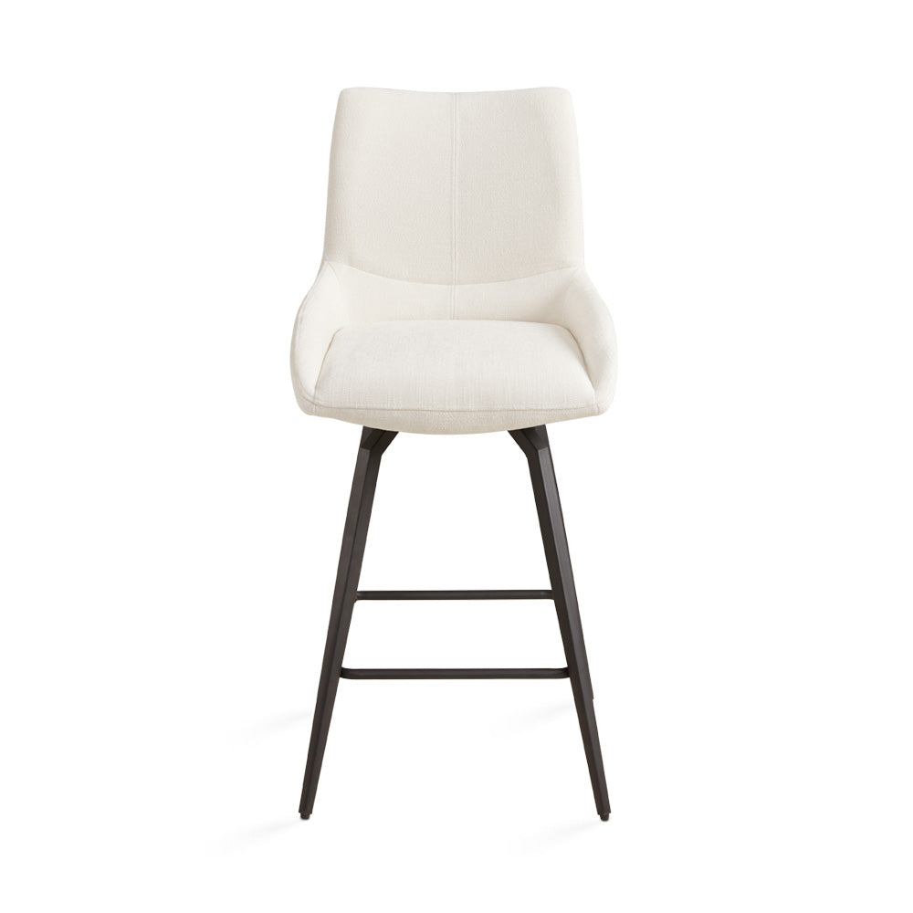 Ivory Nona swivel counter chair by Xcella with a modern design, featuring a cushioned seat and backrest for comfortable seating.