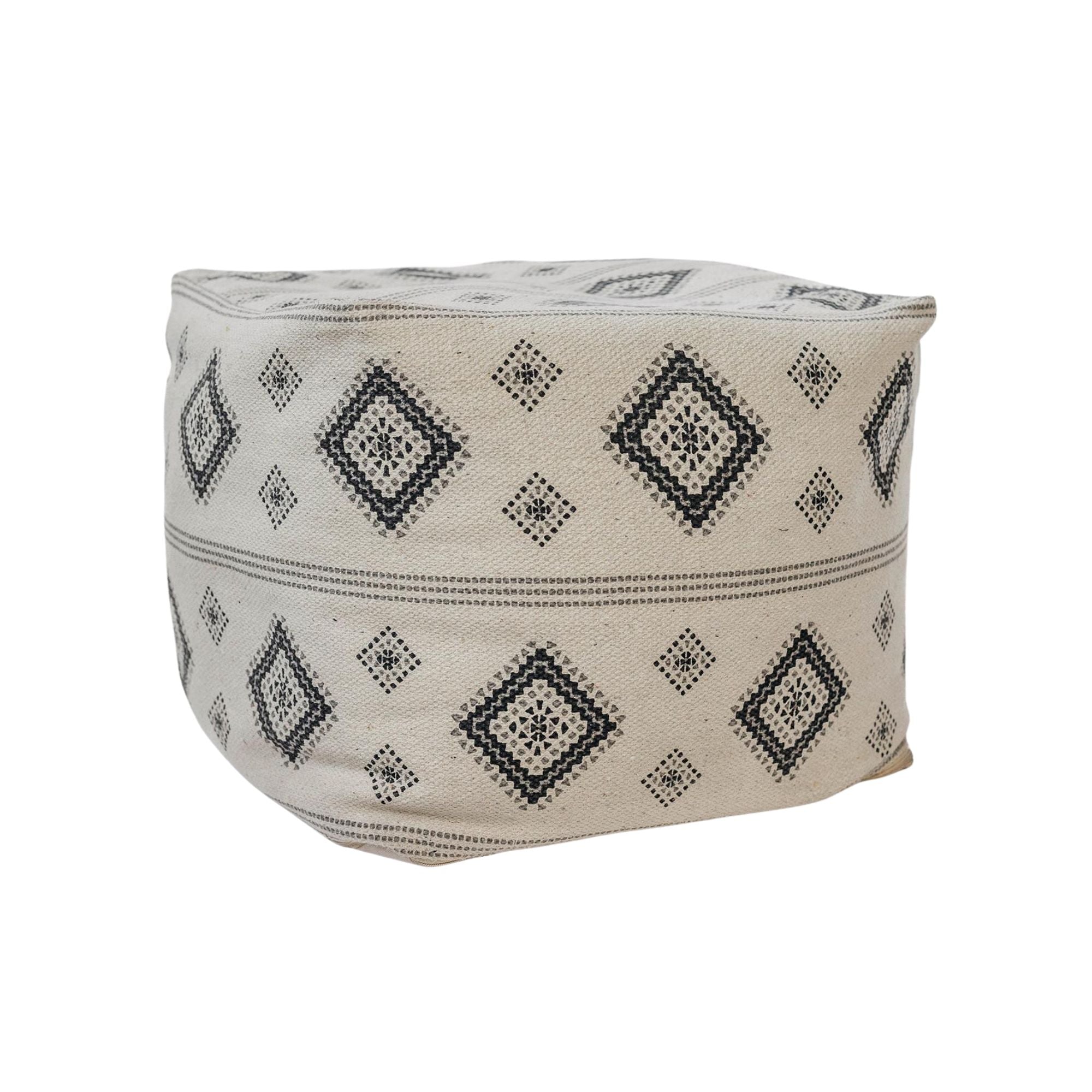 Vintage French Print Cotton Pouf