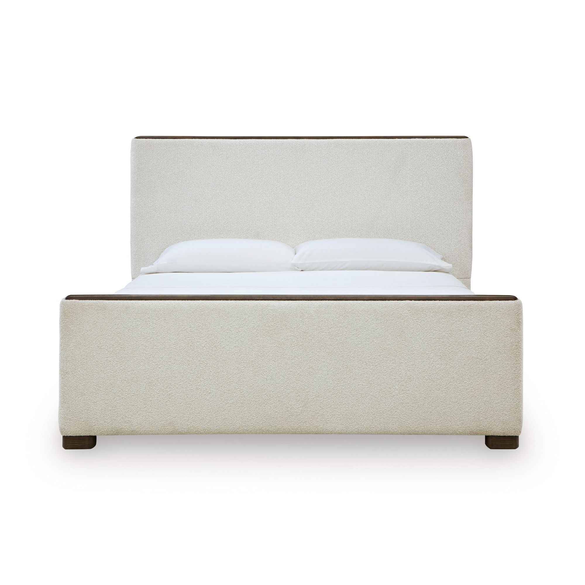Radkin upholstered panel bed from Signature Design by Ashley showing a modern bed with a padded headboard and neutral fabric upholstery.