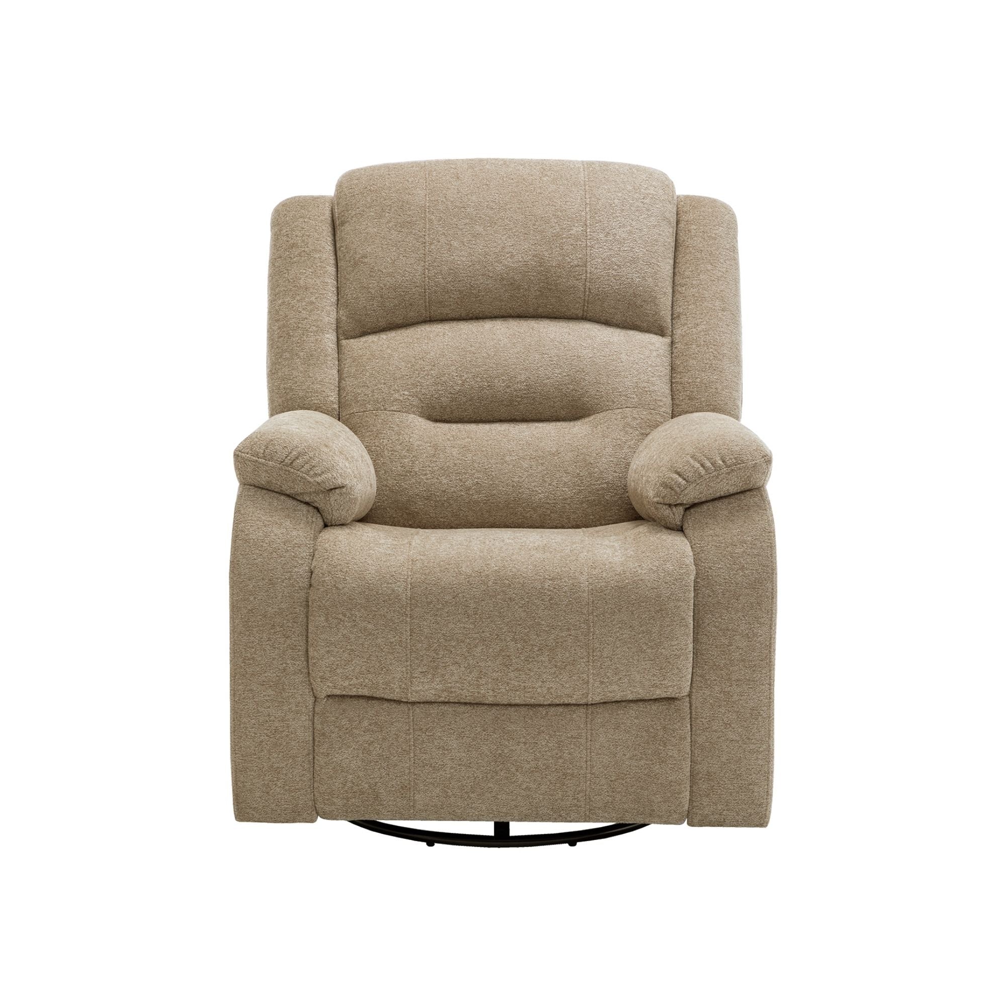 Beige Monarch Specialties power swivel glider recliner with USB port, padded armrests and plush cushioning for comfortable seating.