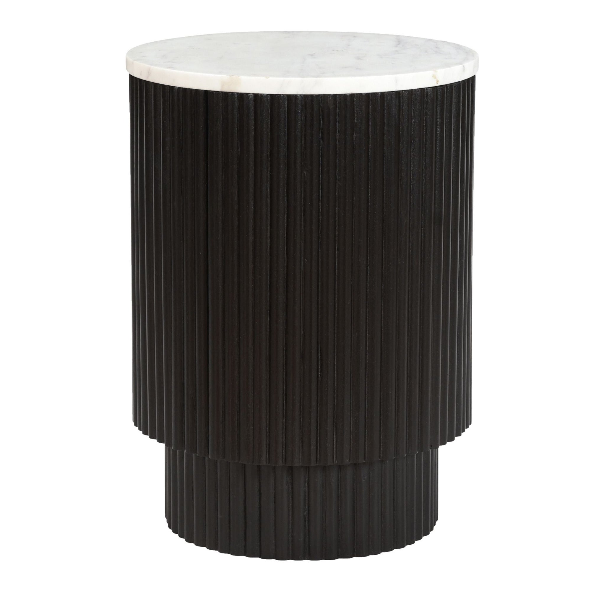 Reyna Round Accent Table with Storage in Black and White