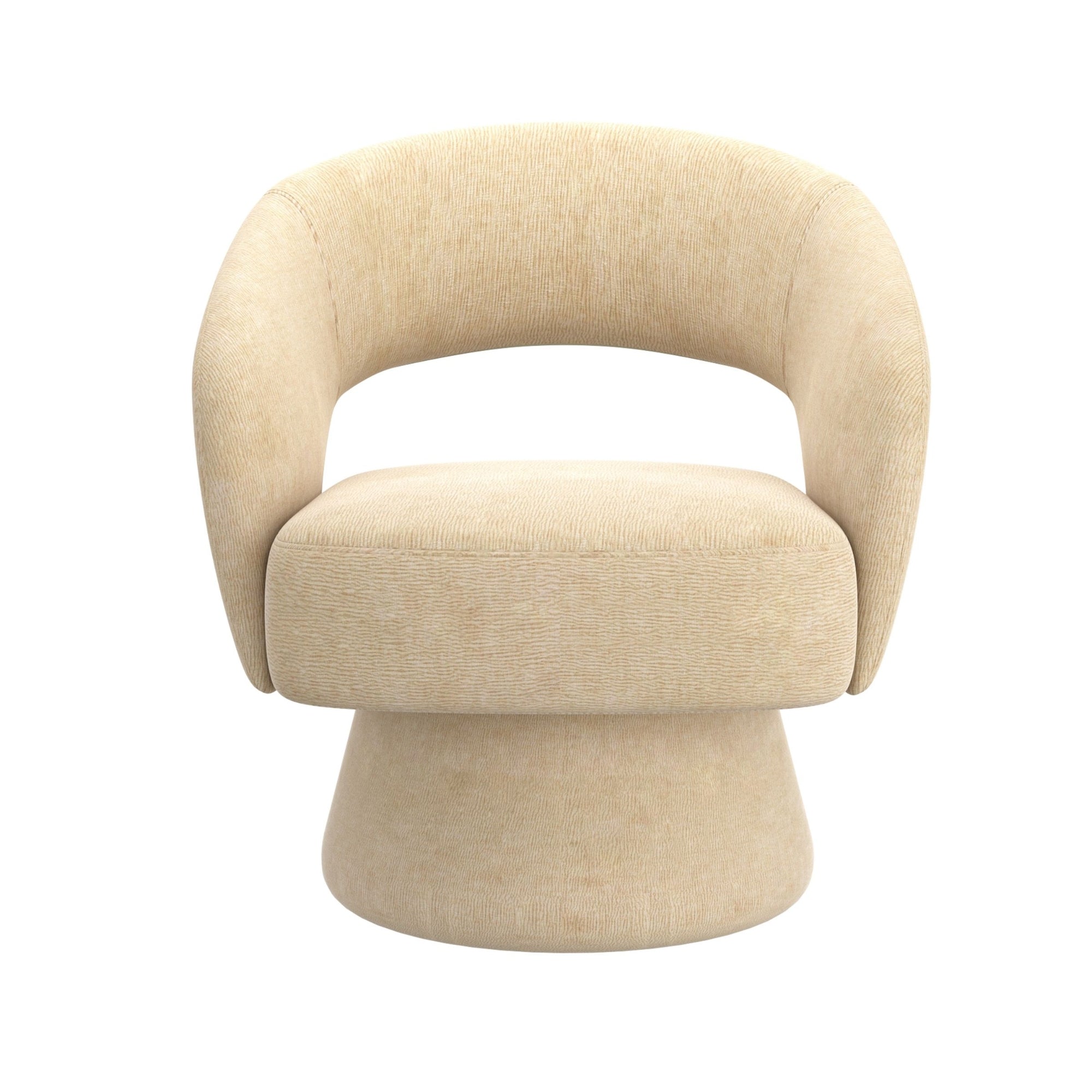 Beige Santo 360° swivel accent chair by World Wide with cushioned seat and modern design, perfect for living room decor.