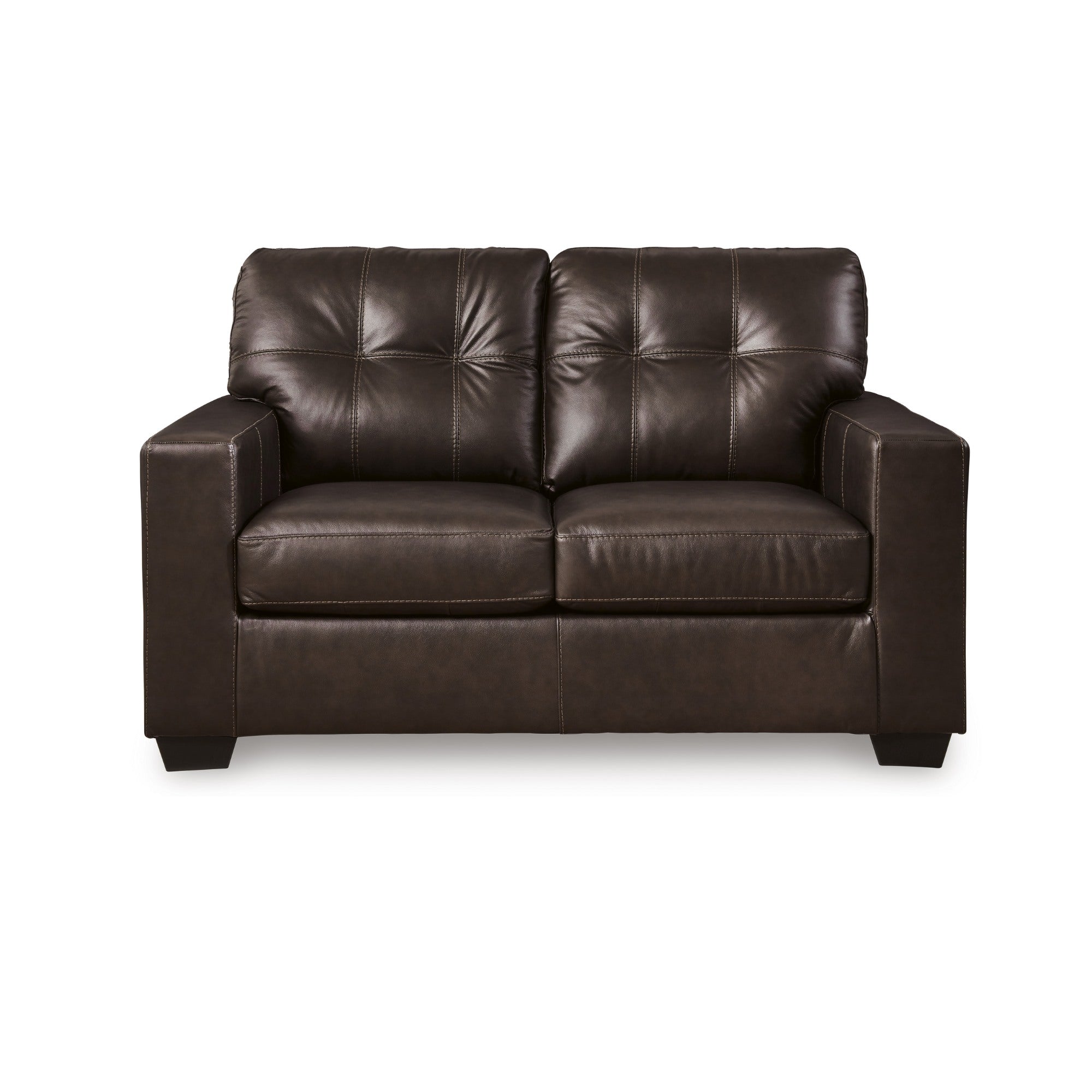Santorine Leather Loveseat Dark Brown