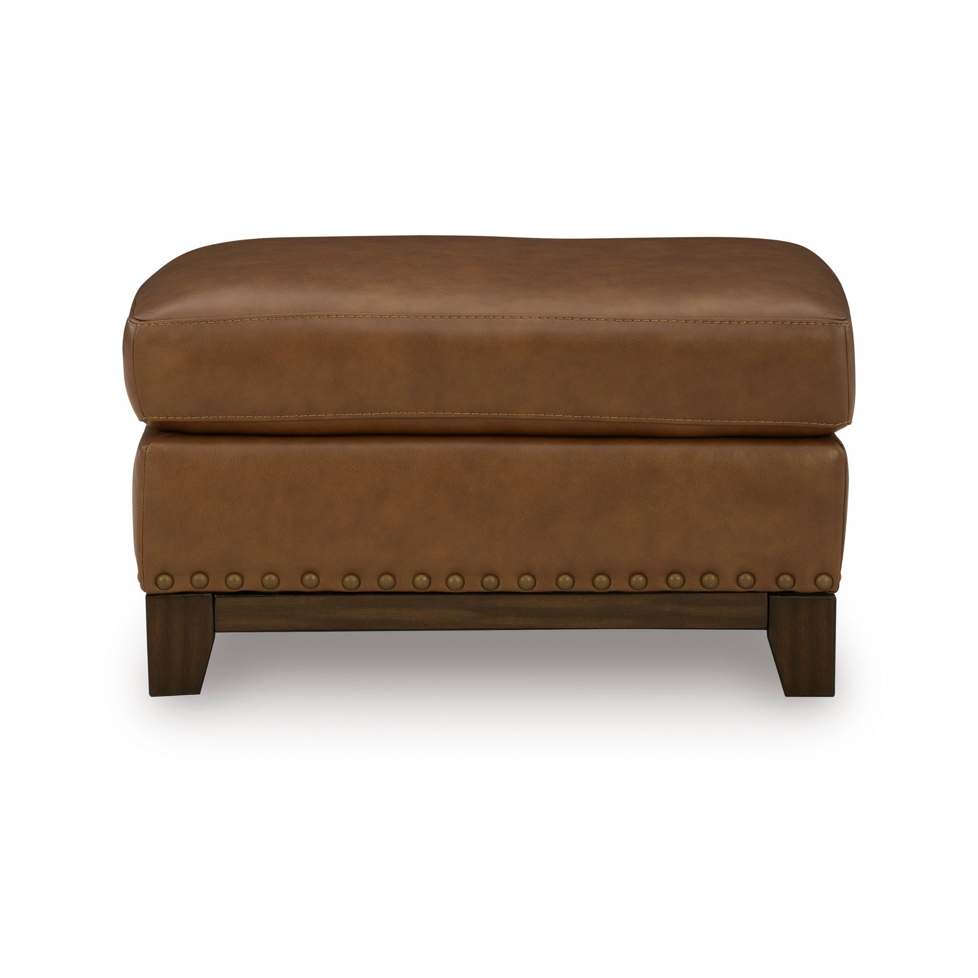 Saonara Leather Ottoman in Amber