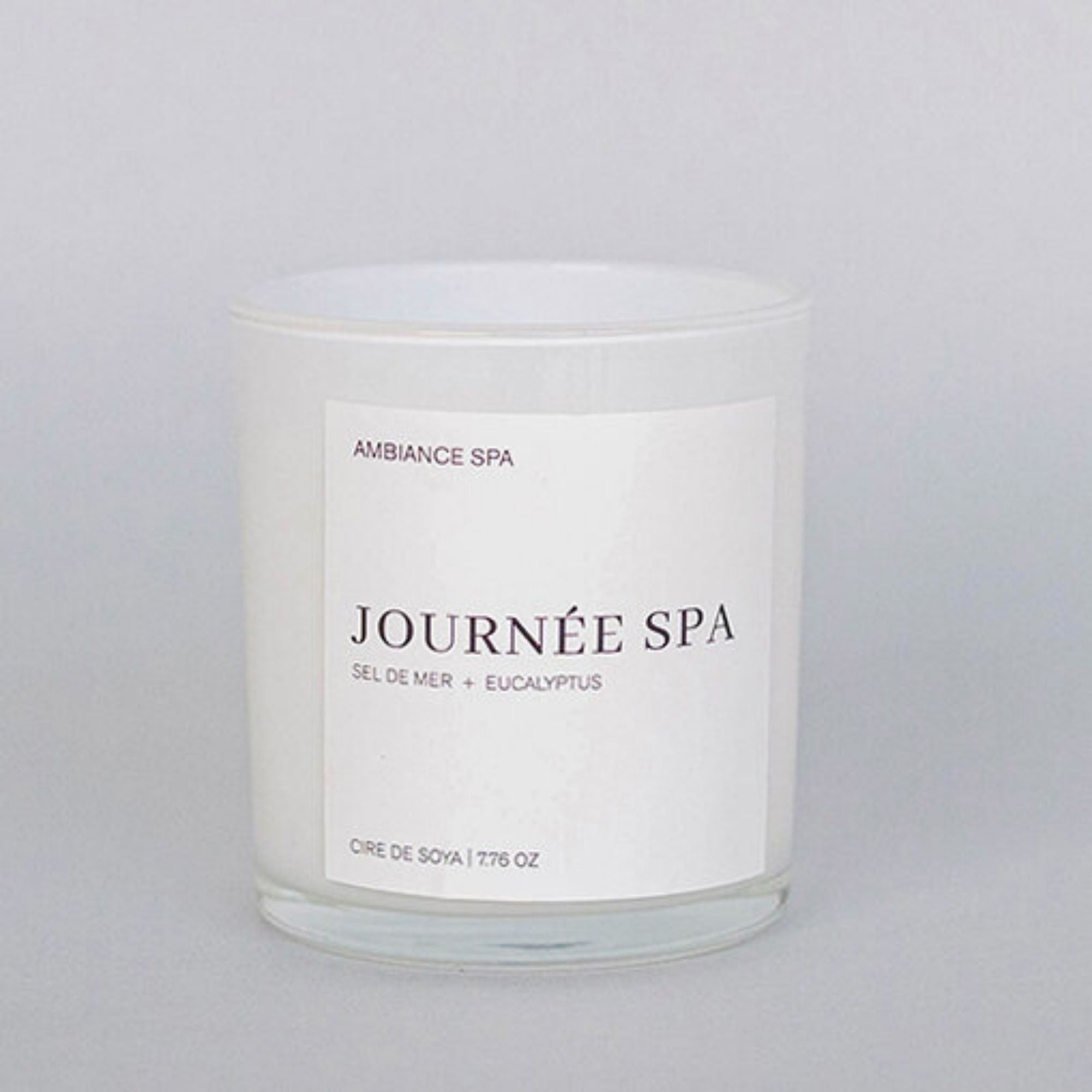 F&T Sea Salt & Eucalyptus scented soy candle in a wooden wick jar