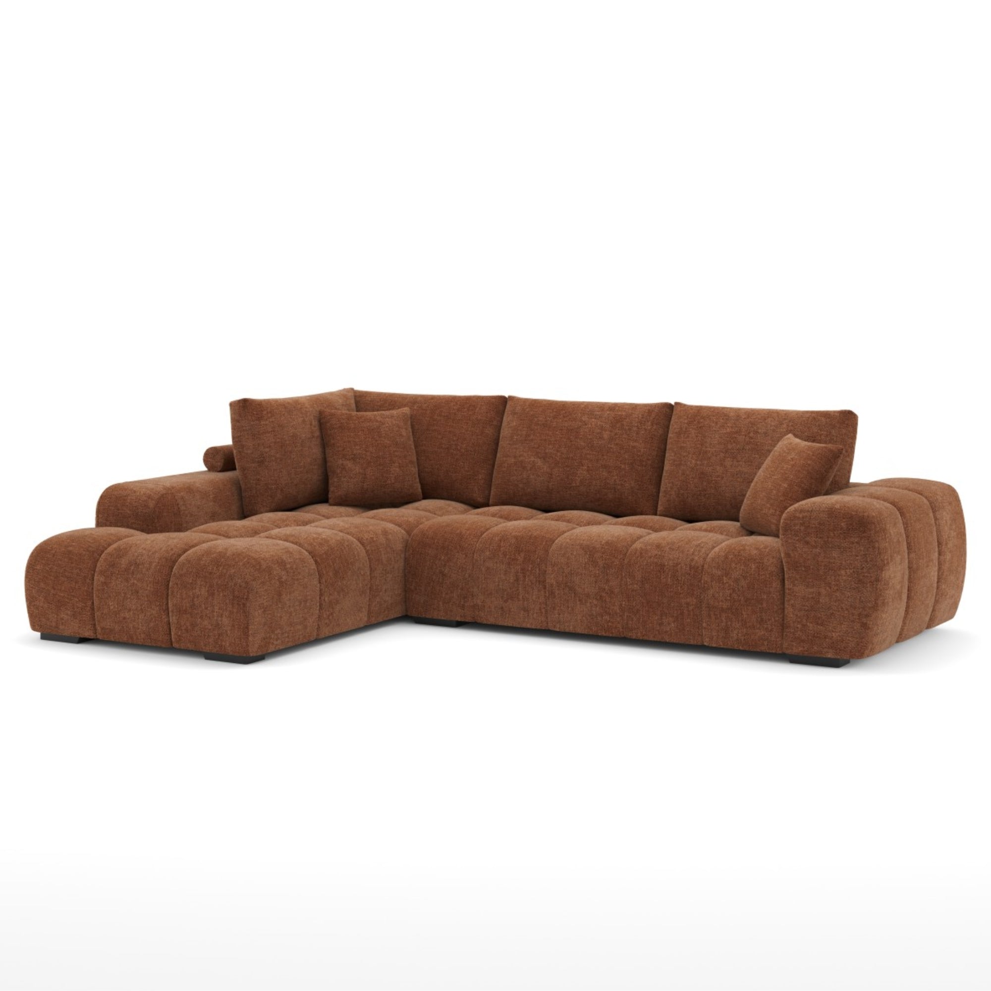 Orange Zara sectional sofa by Brassex, featuring a modern design with plush cushions and spacious seating.