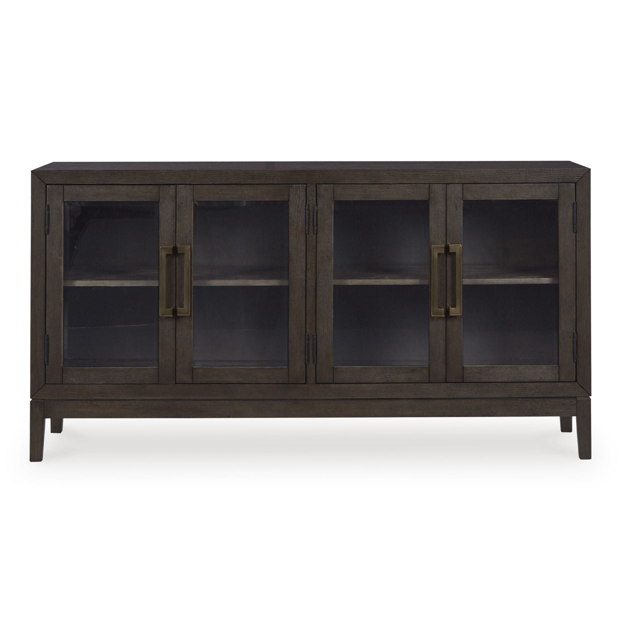 Signature Ashley dining room server with wood finish, featuring multiple drawers and cabinets for elegant storage.