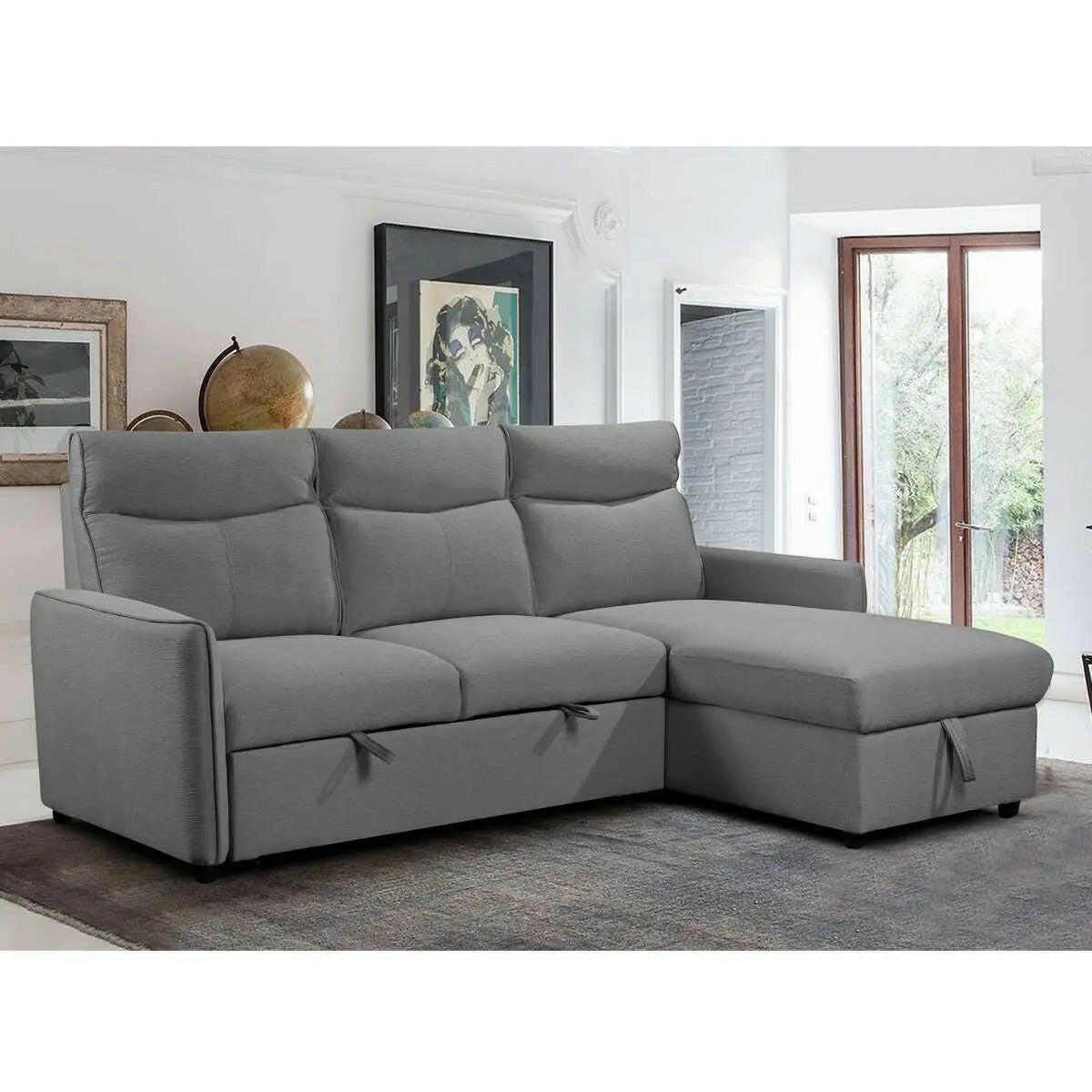 Sofa Bed Sectional with Storage Chaise 9027.