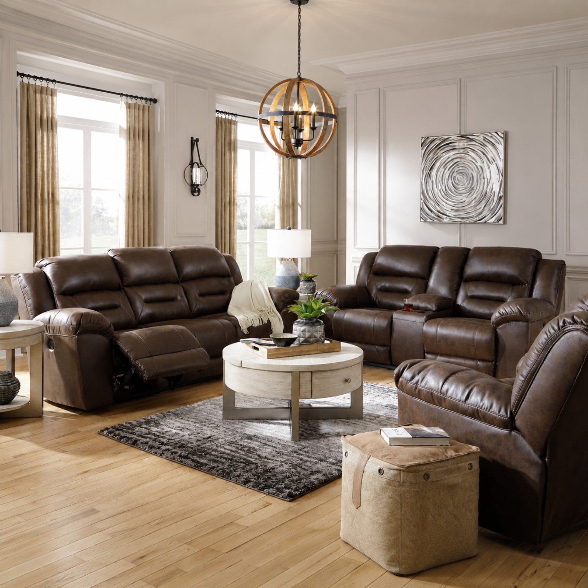 Stoneland Reclining Power Sofa Set in Chocolate
