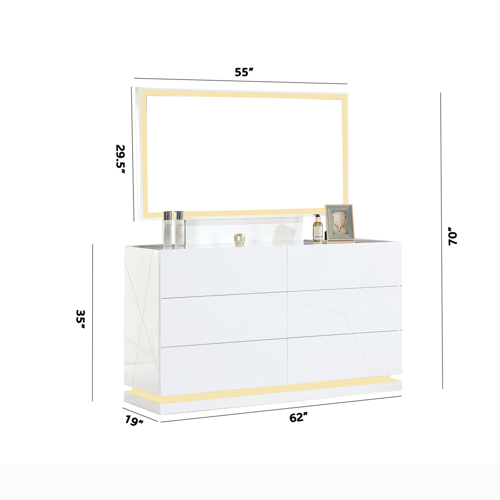 Tresoria Dresser and Mirror in White | CastleUp Experience Centre