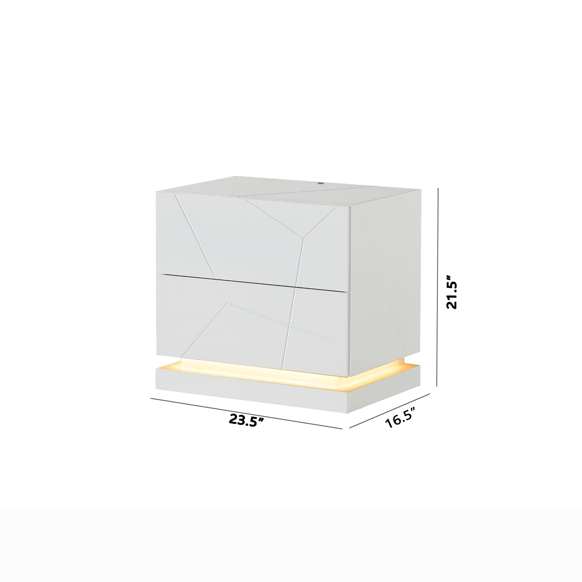 White Tresoria nightstand by Amica Furniture with sleek design and smooth surface, perfect for bedroom storage.
