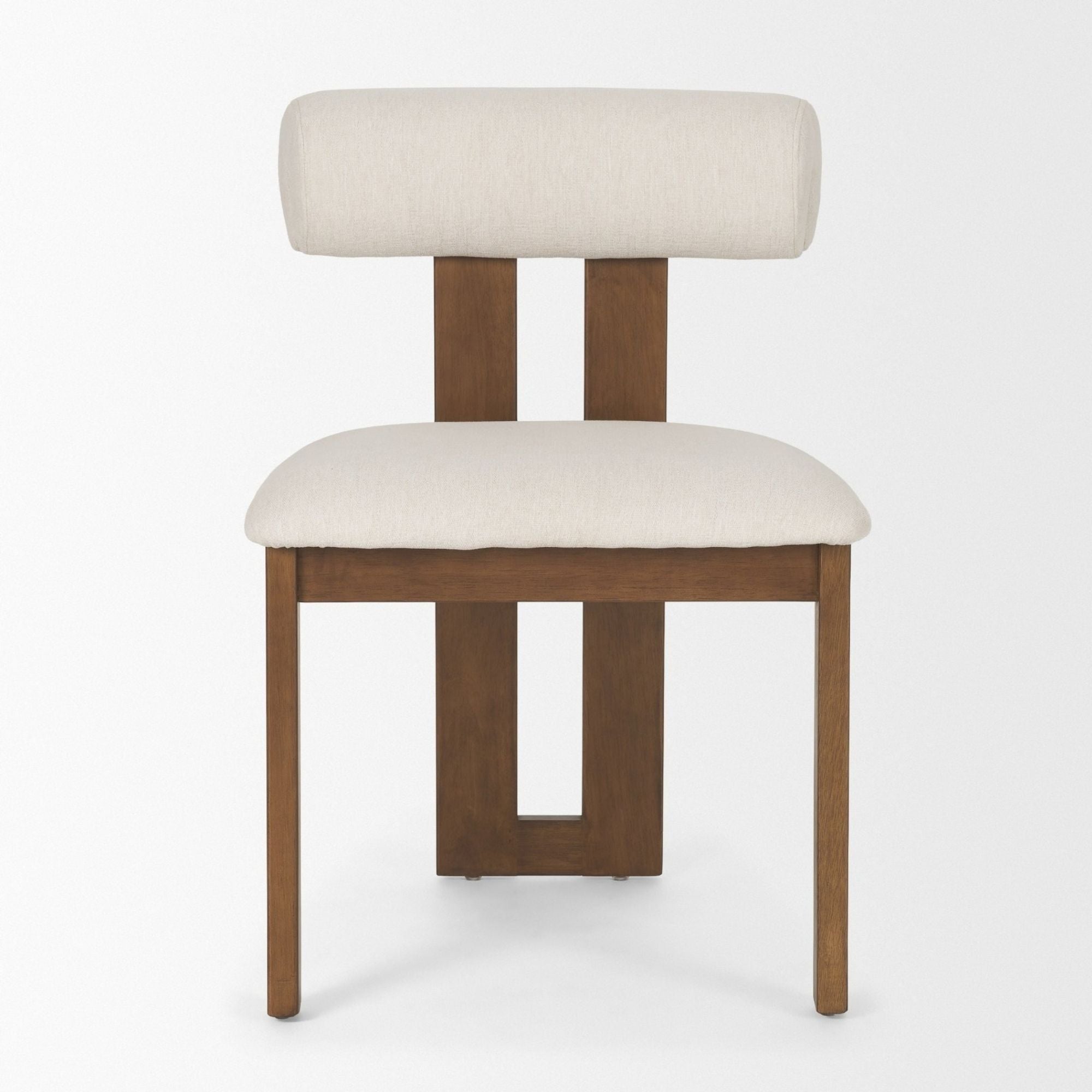 Tribeca Open Back Dining Side Chair Cream/ Dark Brown