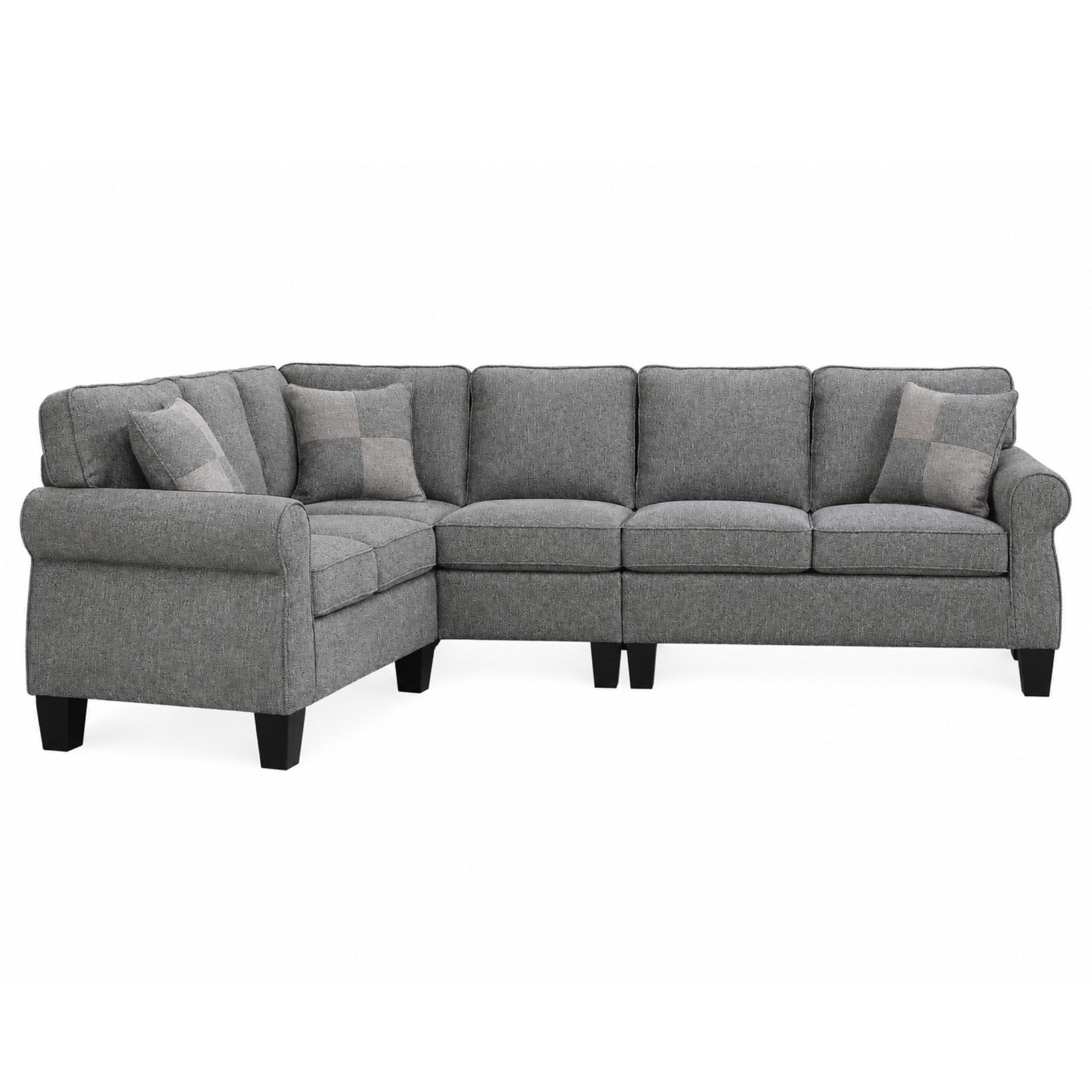 Verona Grey Reversible Sectional Sofa with Accent Pillows