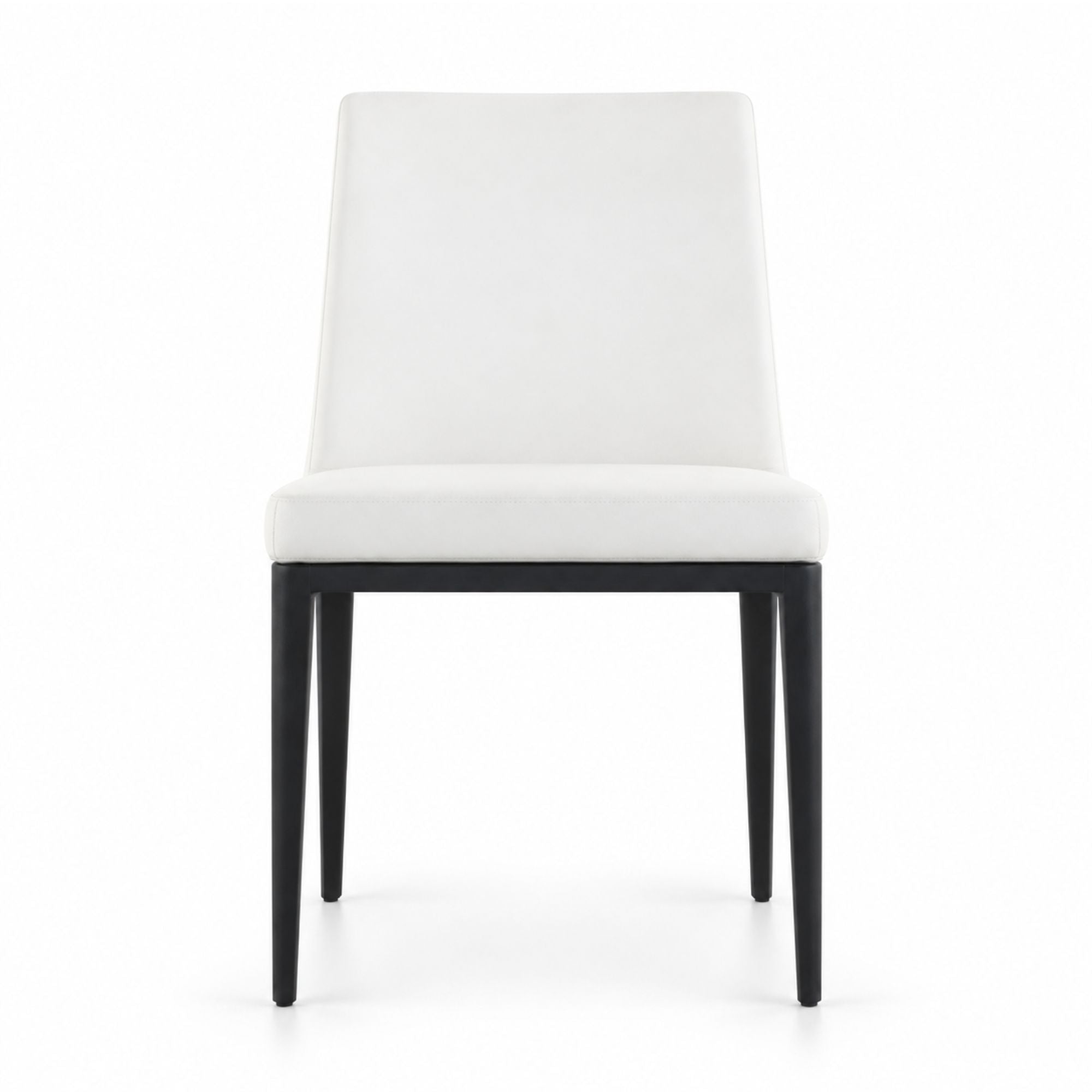 White Avenue dining chair by Elite Living, showcasing a modern, upholstered seat with sleek wooden legs for stylish dining room decor.