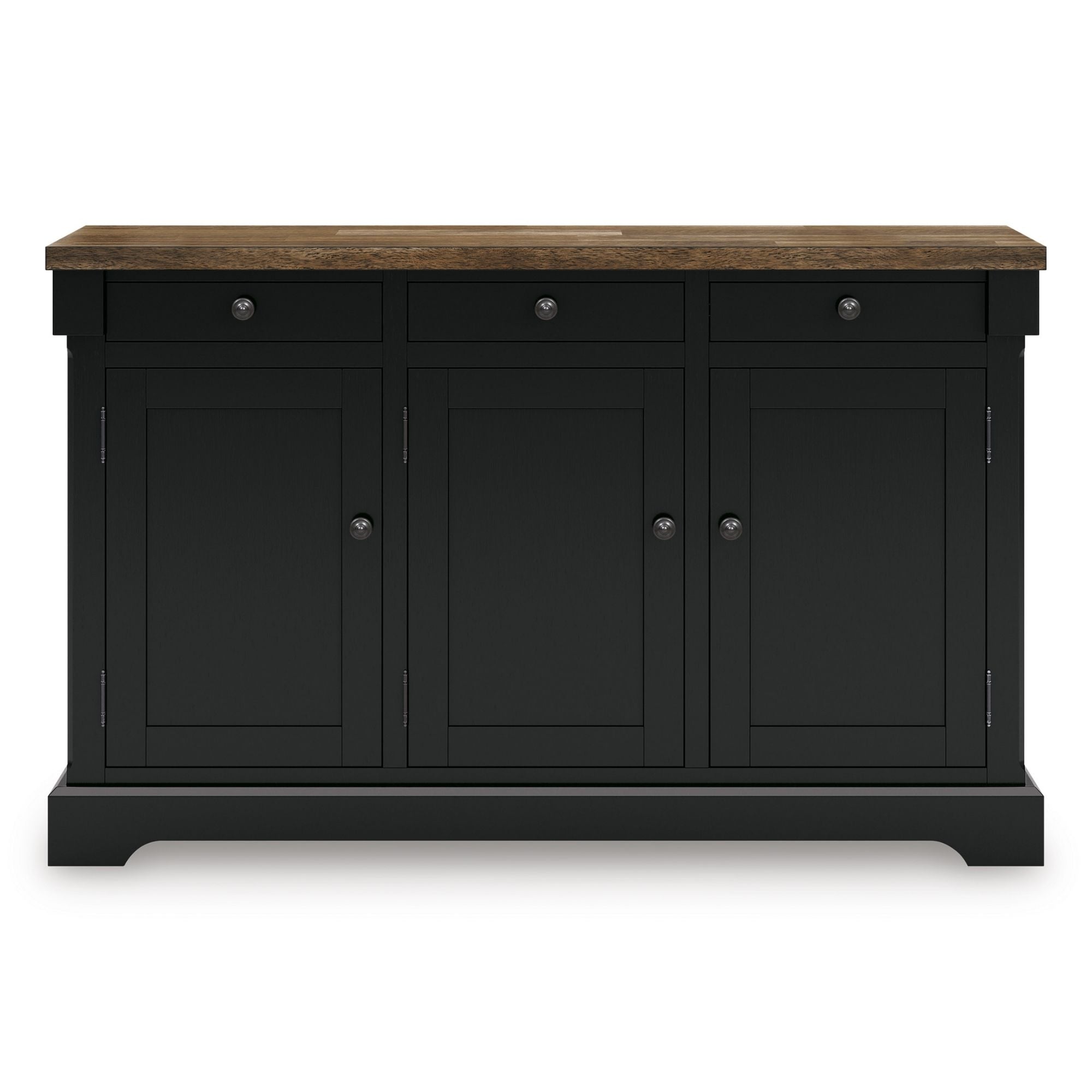 Signature Ashley Wildenauer dining room buffet server with wood finish and multiple storage compartments.