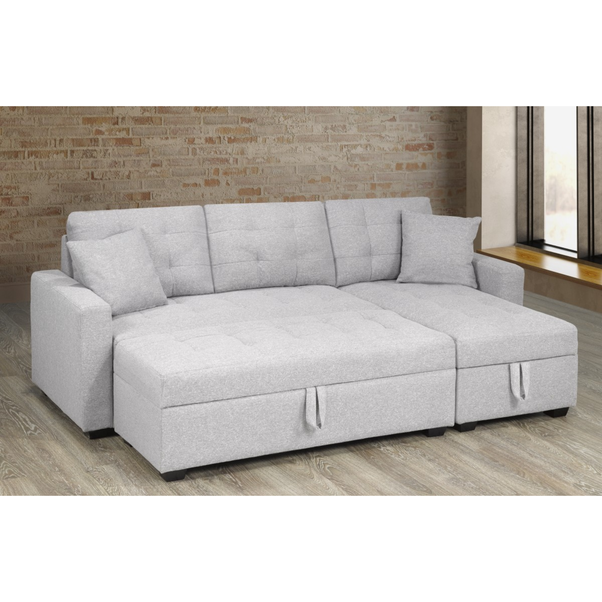 Storage Secional & Ottoman in Light Grey XH-2111.