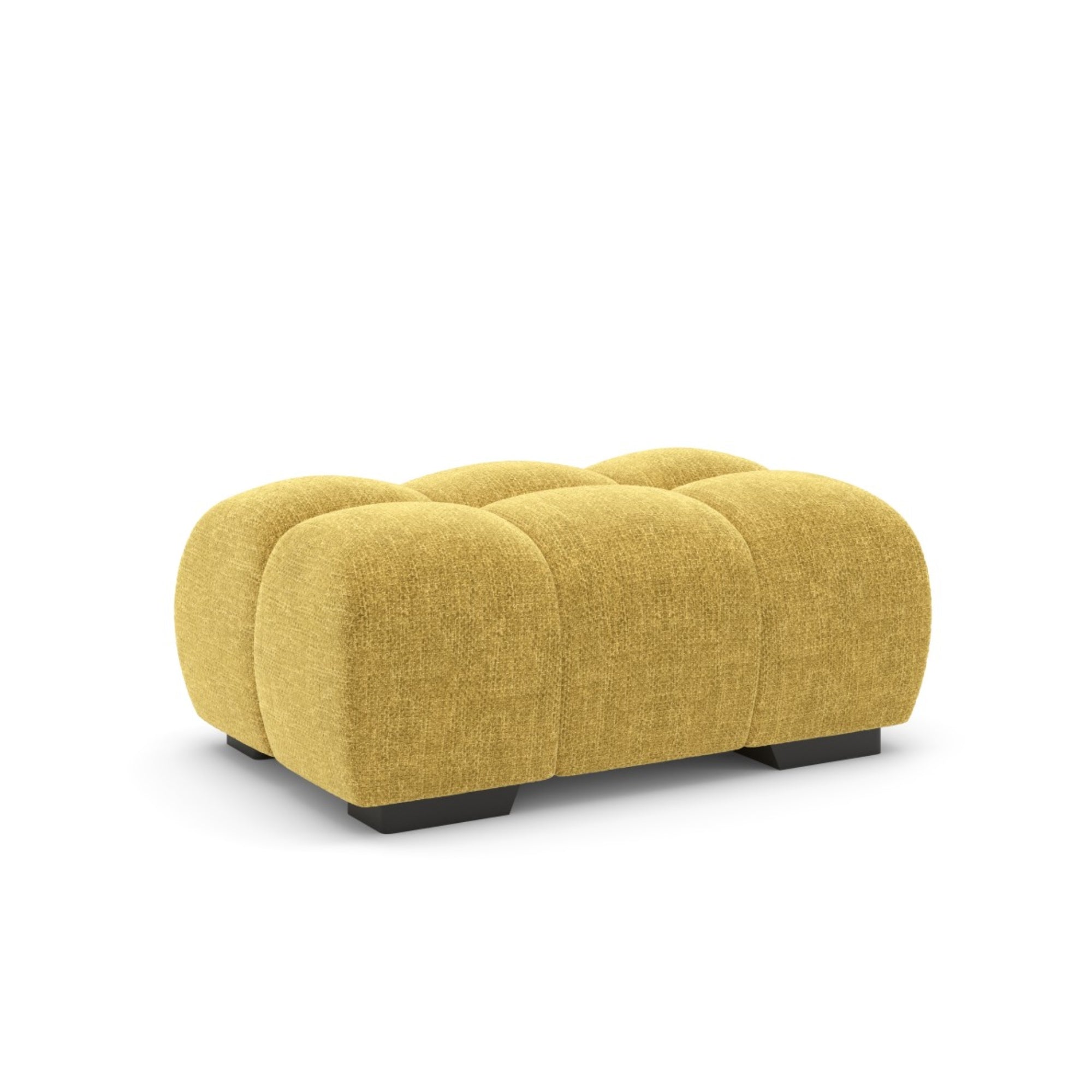 Brassex Zara Collection yellow ottoman, wooden bench with cushioned top, stylish accent piece for living room decor