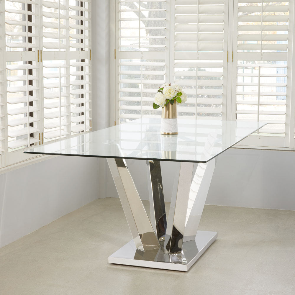 Yvon Glass Dining Table - 79".