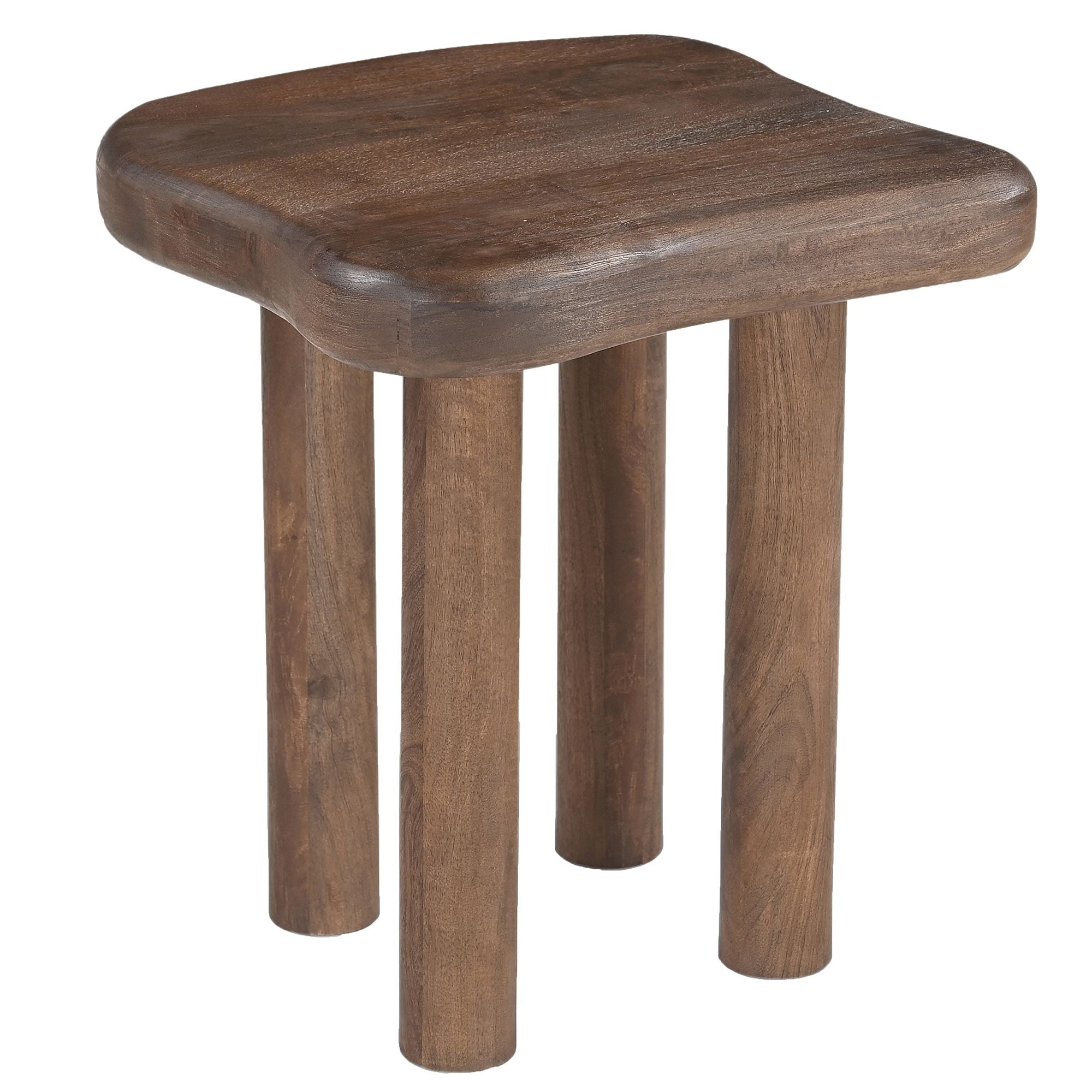 Dark walnut Zaloa organic end table by World Wide featuring a sleek, modern design with smooth wooden surfaces and rounded edges.