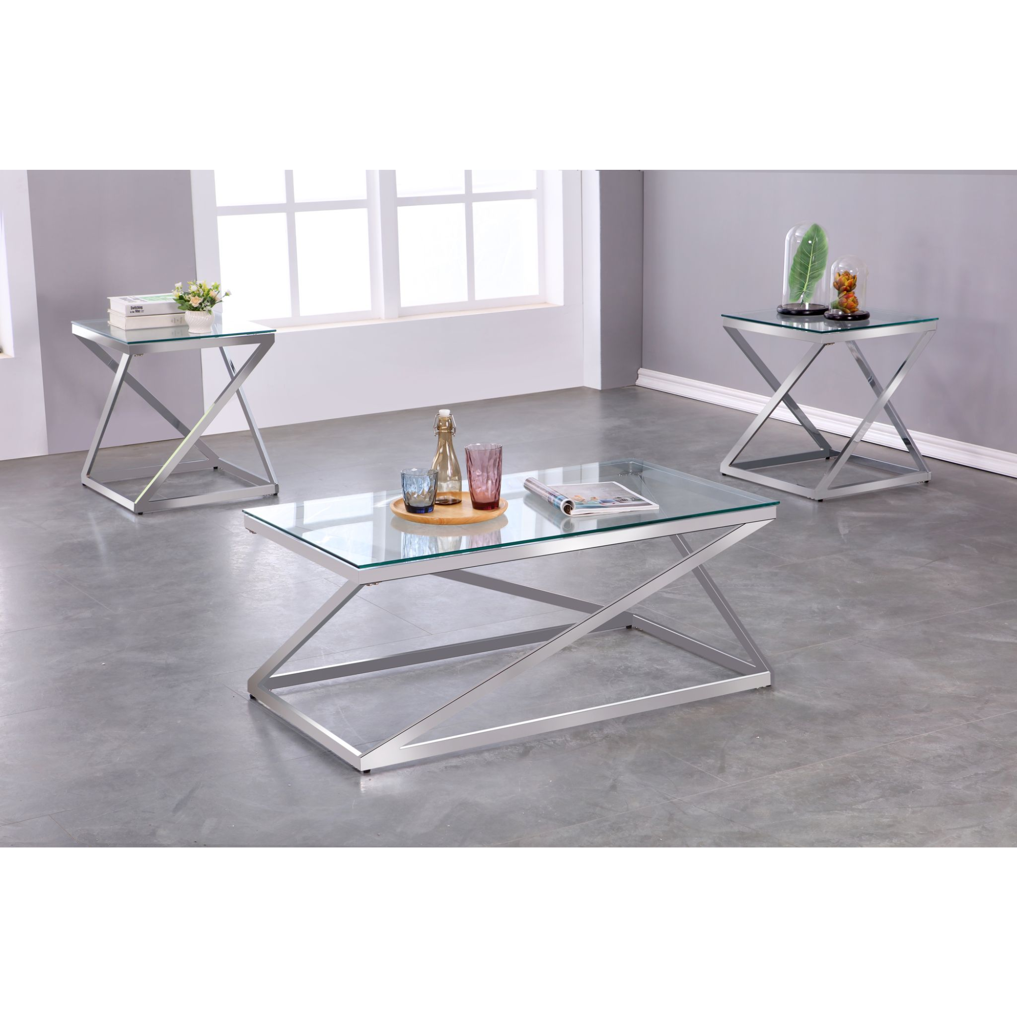 3PC Coffee Table Set in Sliver 1018-13.