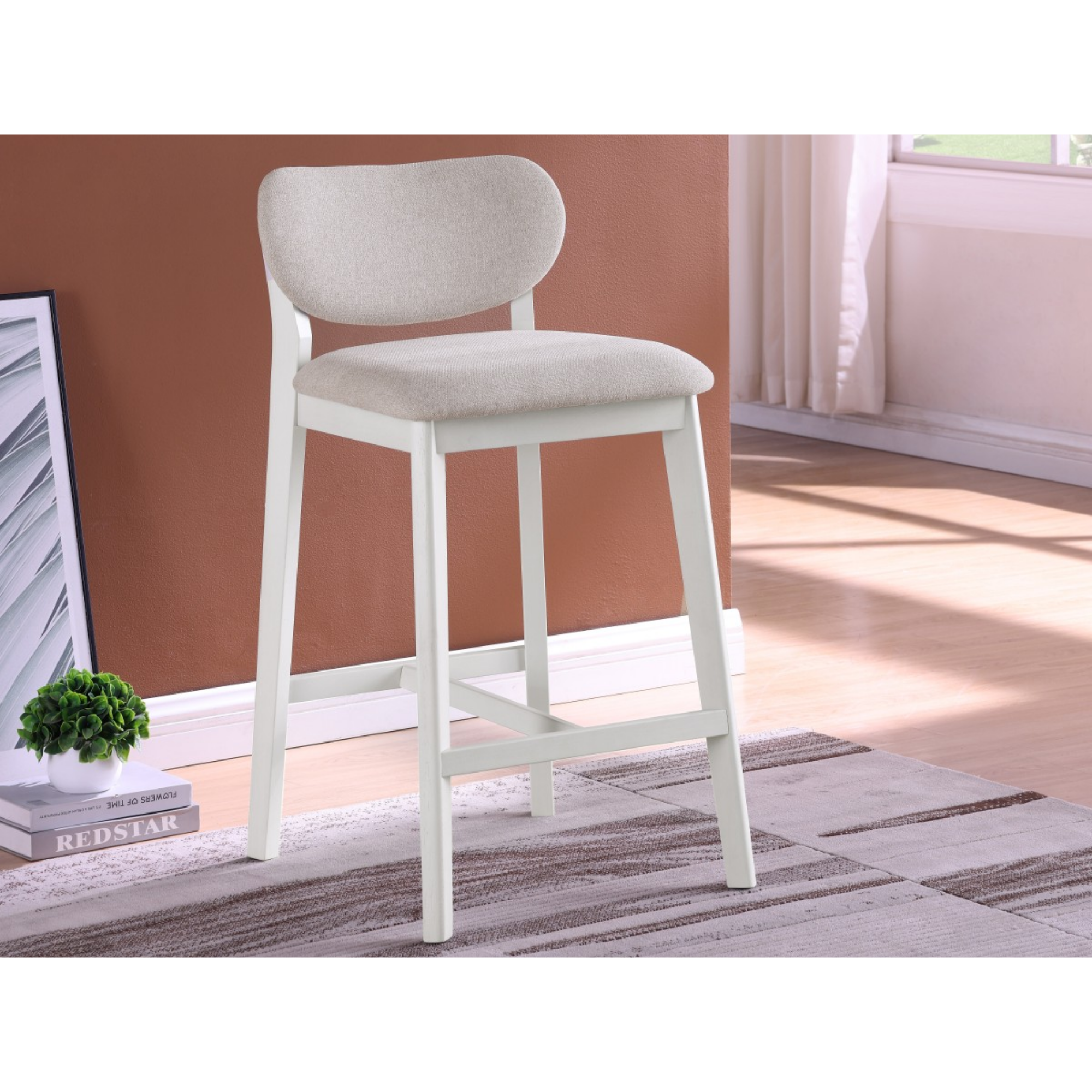Counter Bar Stool Set of 2 in Cream 24858.
