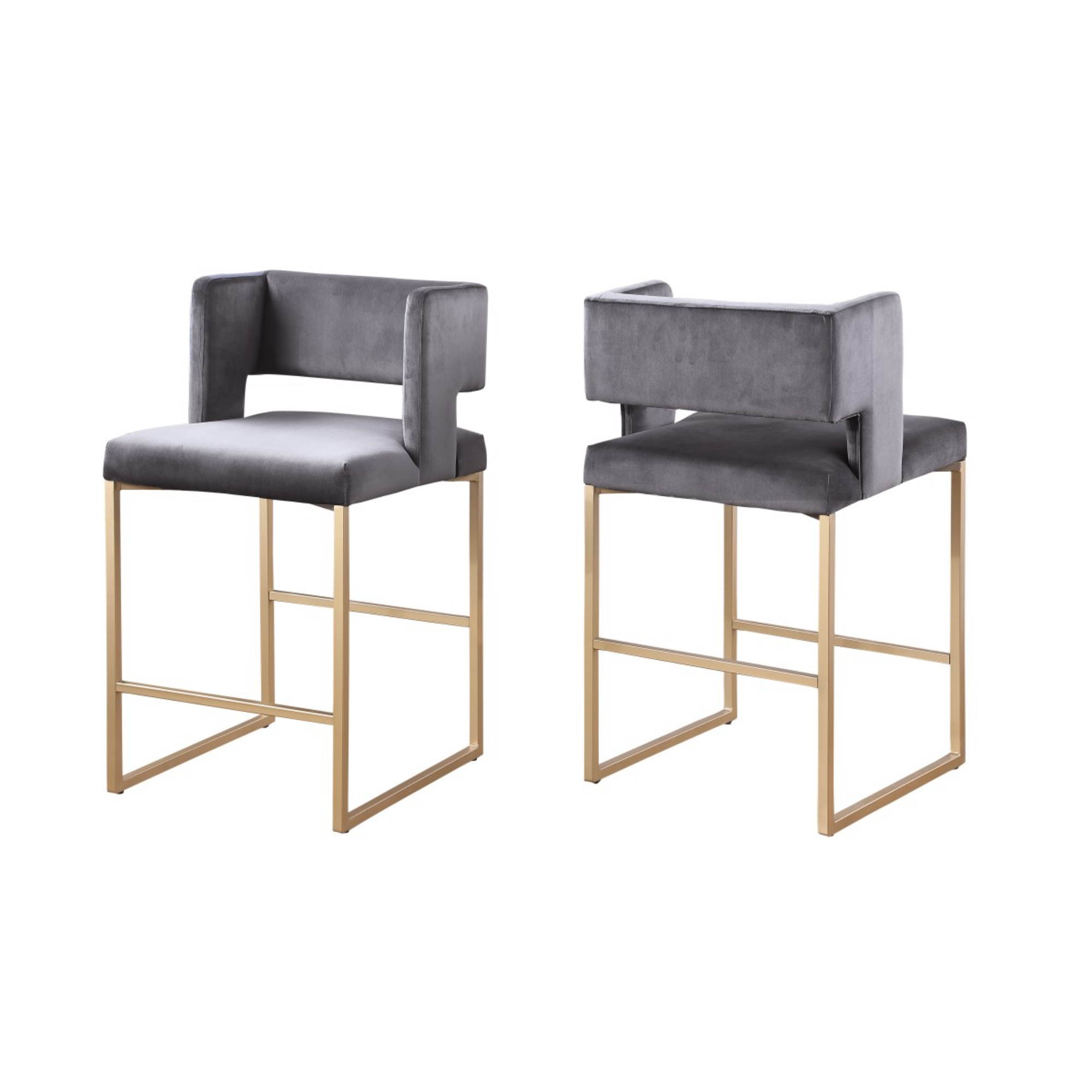 Set of two Brassex grey counter bar stools with sleek modern design and sturdy legs, ideal for kitchen or bar areas.