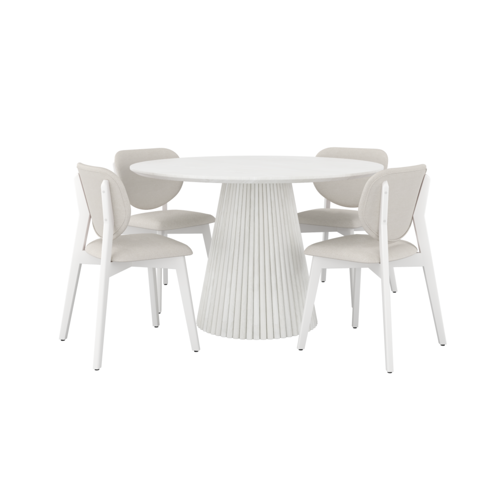 Brassex Akira dining set in white wash featuring a table and matching chairs, ideal for modern dining rooms.