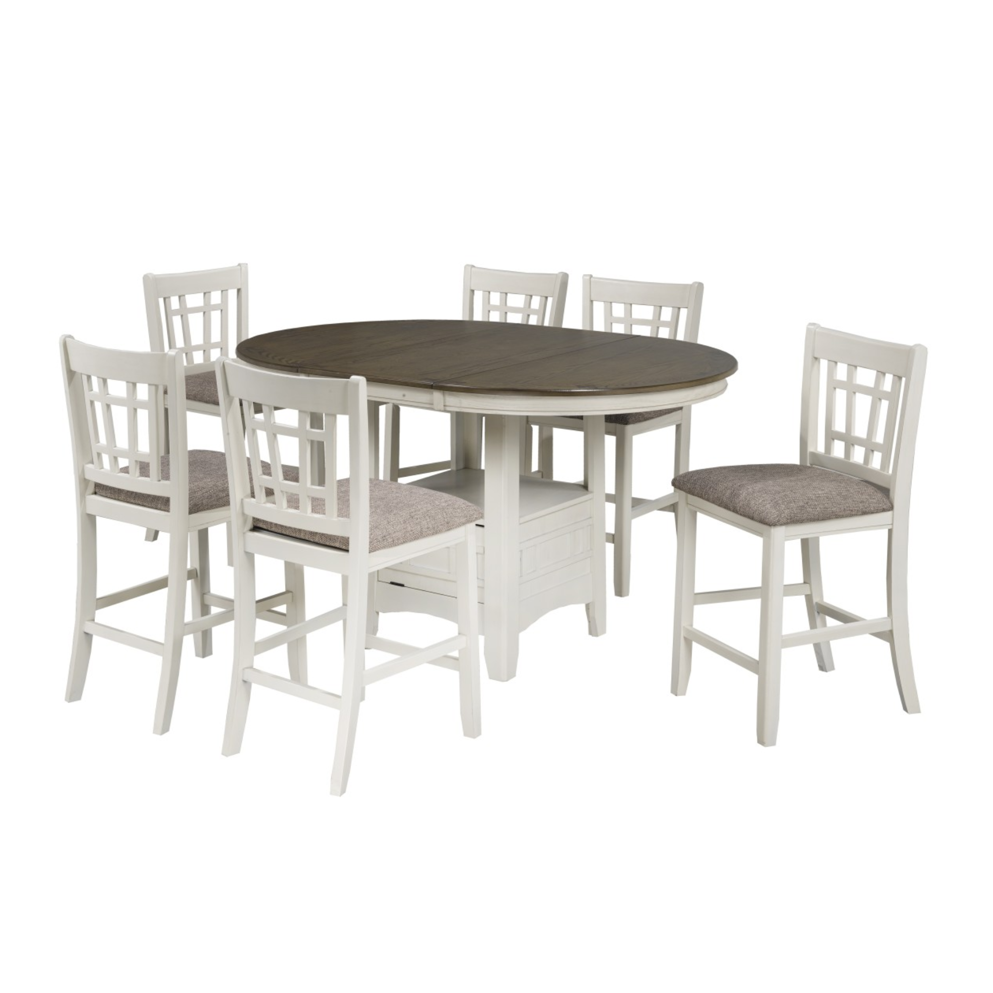 Baltimore counter height dining set by Brassex with white oak finish, includes table and chairs for modern dining space.