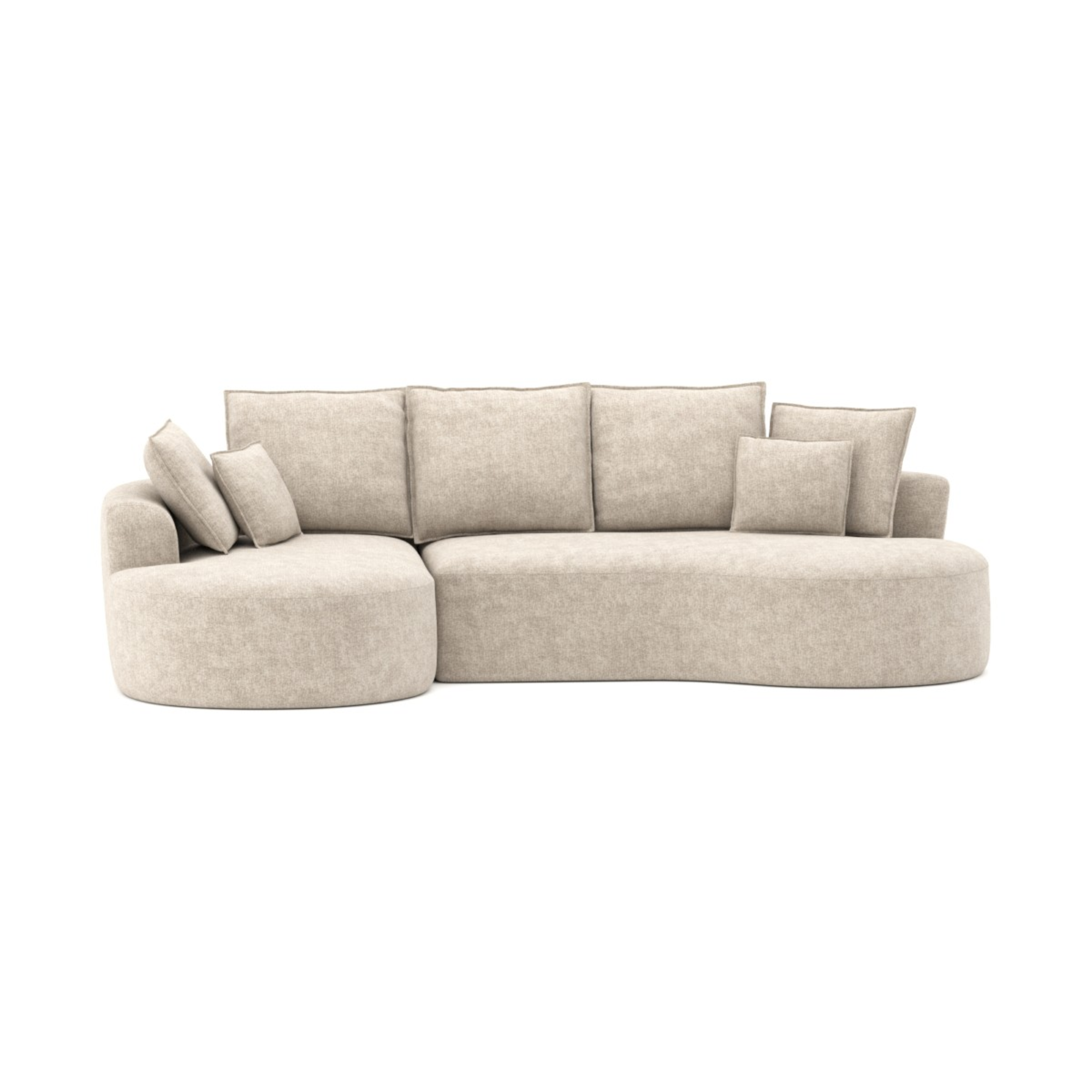 Beige Brassex compression sectional sofa with plush cushions and modern design, perfect for contemporary living rooms.