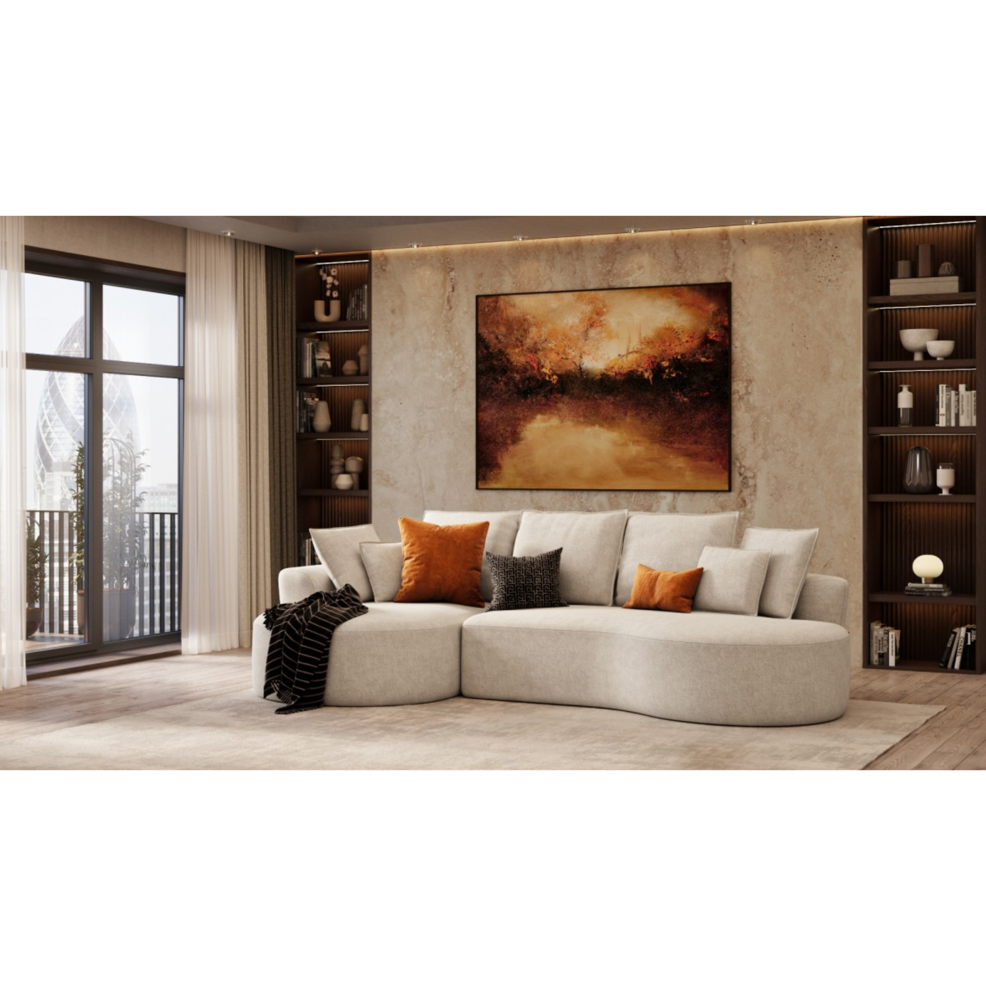 616111 Compression Sectional in Beige.