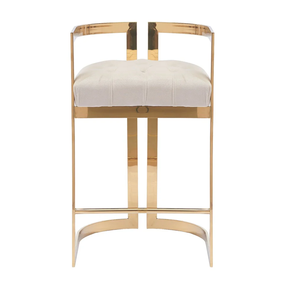 CastleUp white and gold counter chair with a sleek design, featuring a cushioned seat and modern bar stool style.