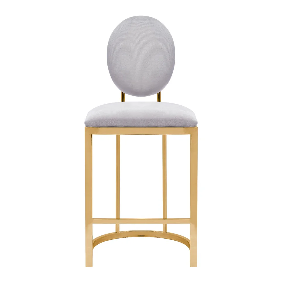 Grey and gold Cherry Barstool from CastleUp.CA, modern counter bar stool with sleek design and cushioned seat.