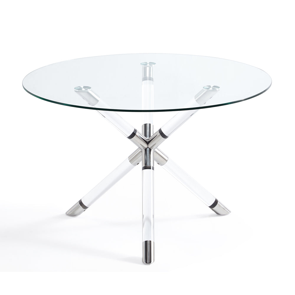 Xcella Paloma Dining Table with charcoal glass top and matching chairs in silver charcoal fabric, part of a 5-piece dining set.