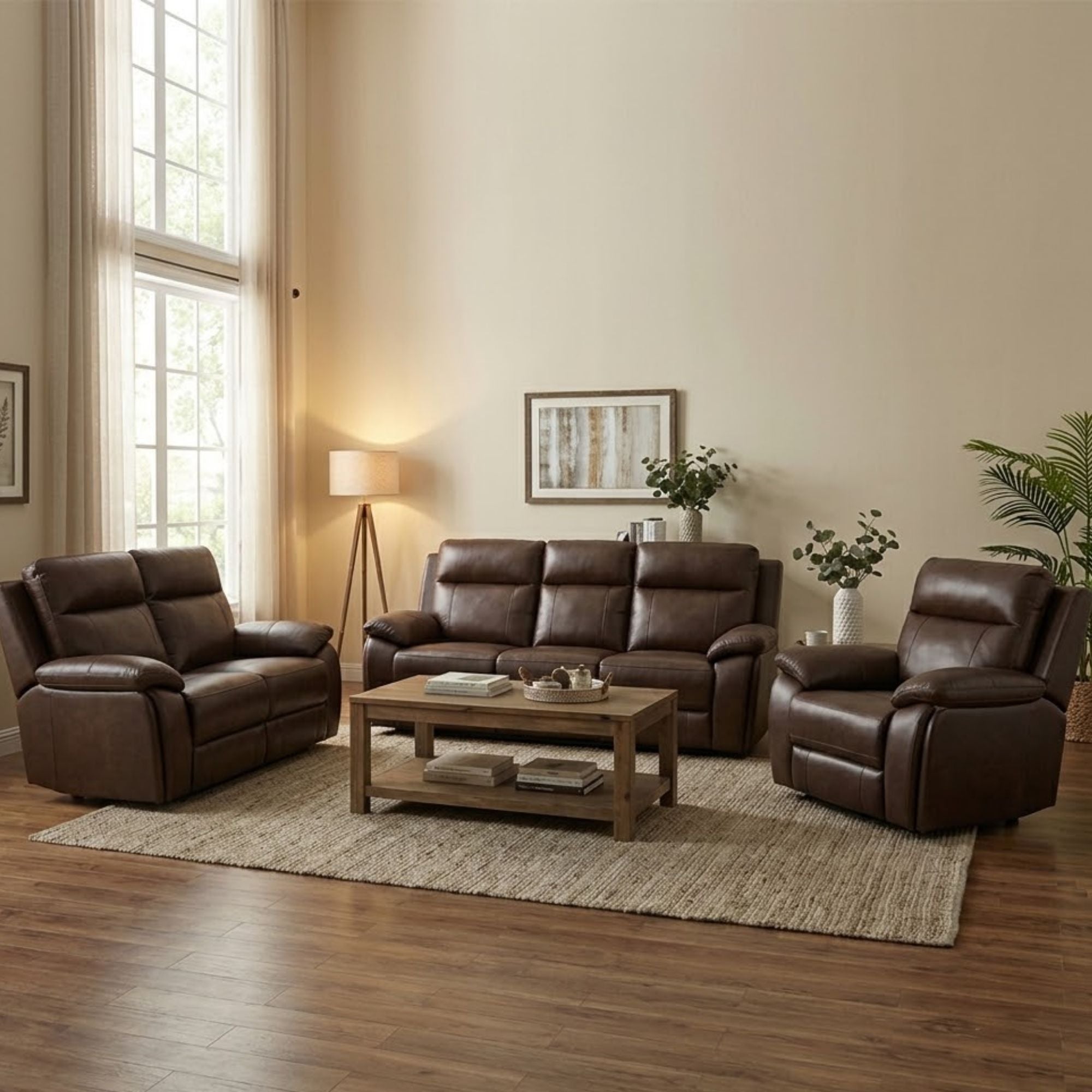 Canadian-made Harrison Leather Power Reclining Sofa Set
