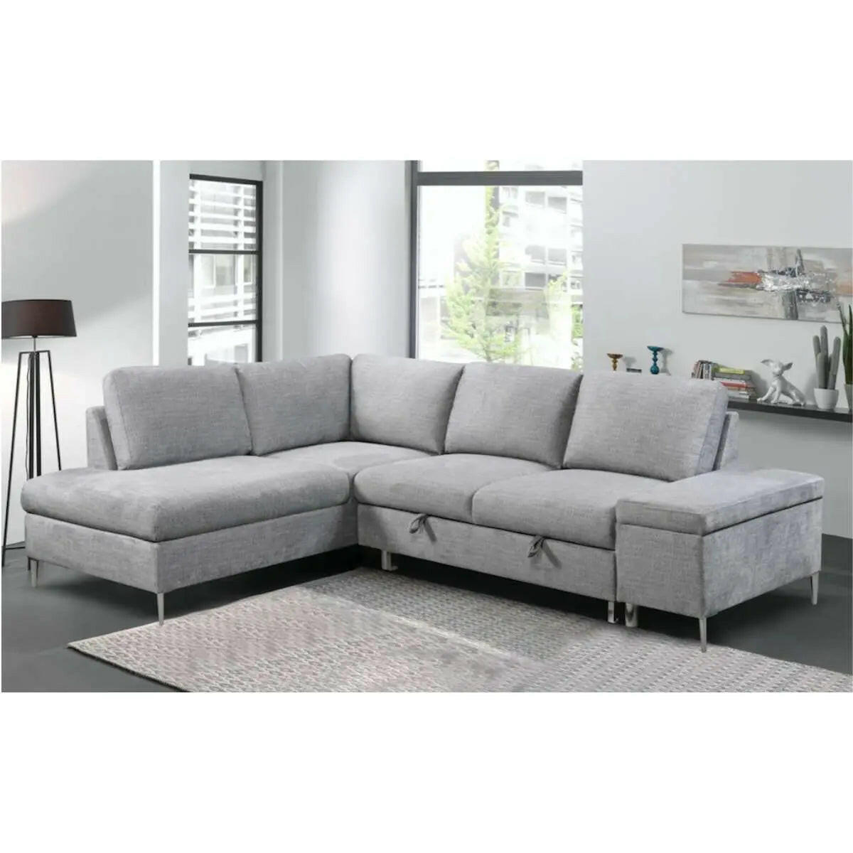 IFF Tuscany sectional sleeper with storage bench, featuring plush upholstery and convertible sofa-bed design for versatile living space.