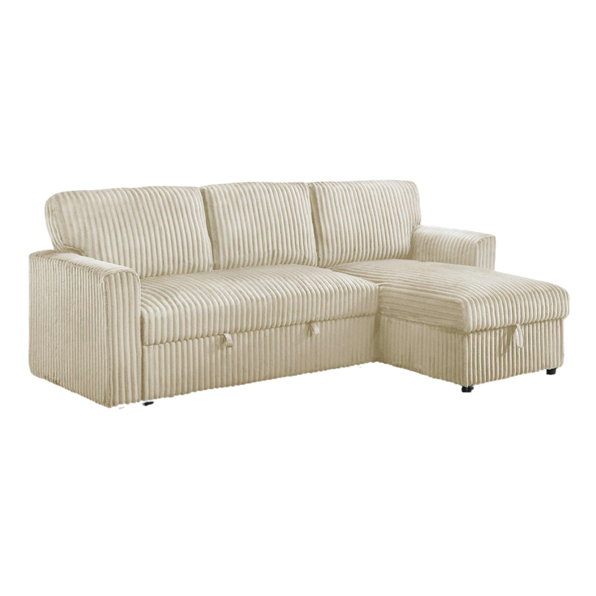 Sutton Reversible Chaise Sectional Sleeper in Cream | CastleUp Experience Centre