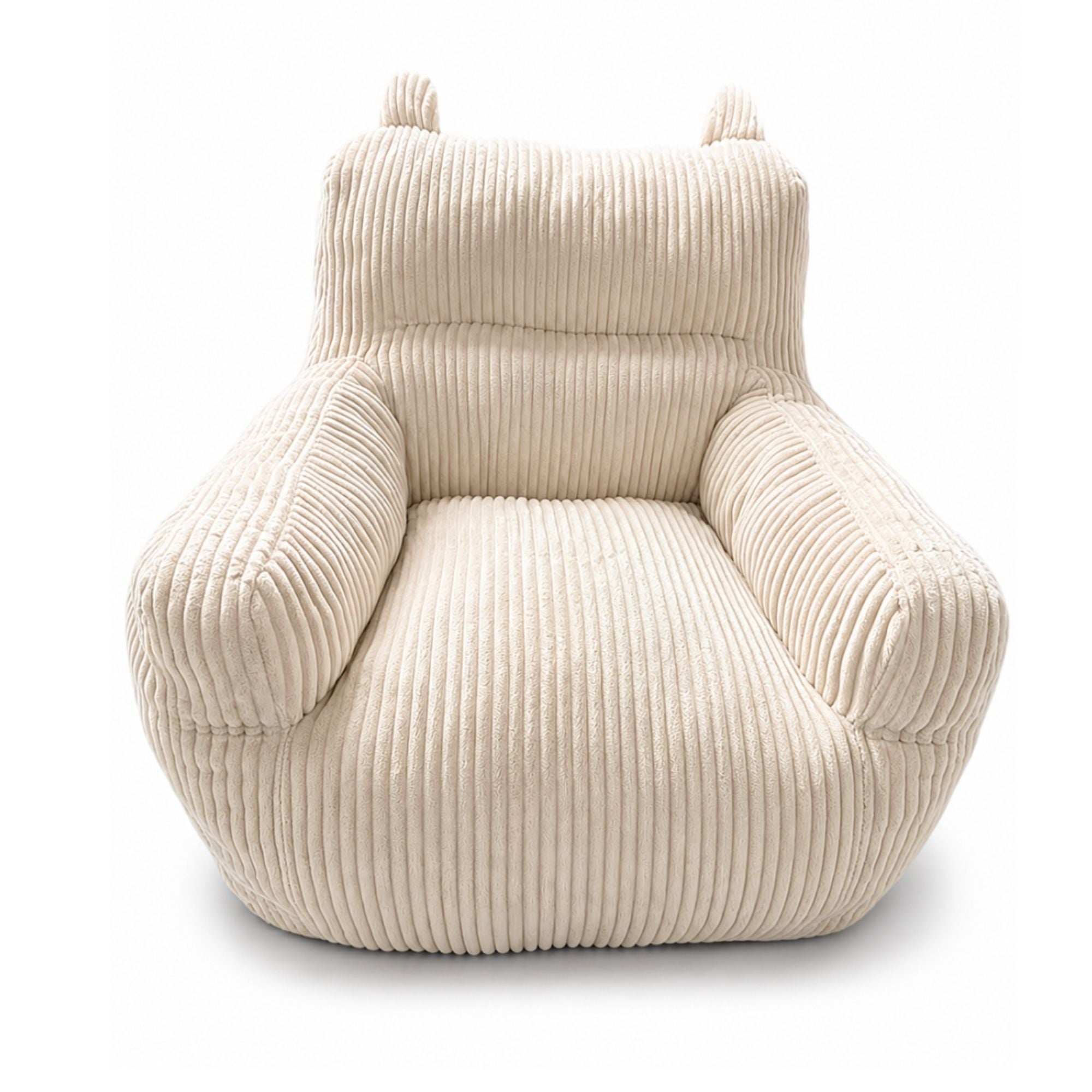 Brassex Kai foam kids' accent chair in beige with a soft, cushioned seat and backrest, designed for children's comfort and style.