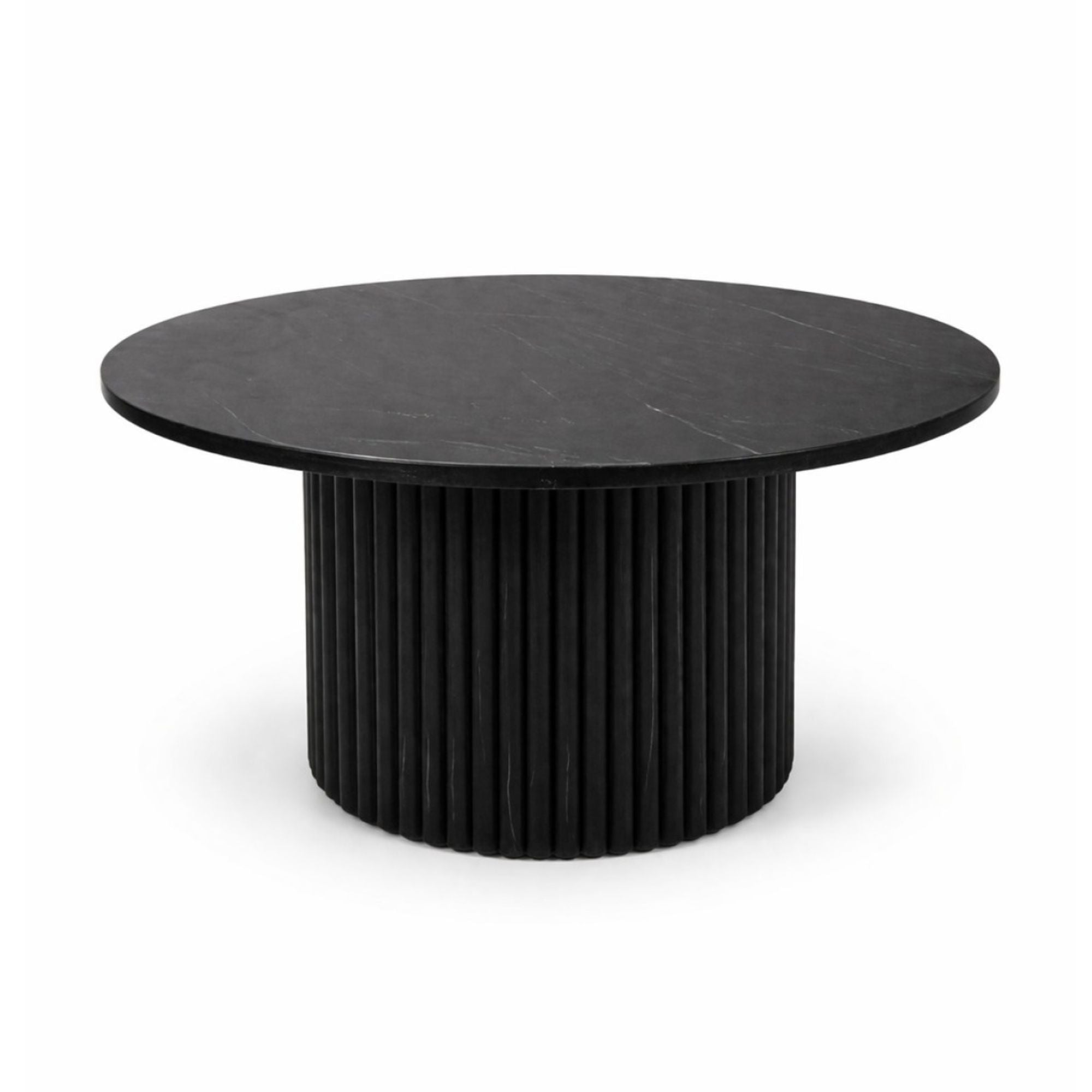 Tapered marble top coffee table by Brassex with sleek design and smooth marble surface in a modern living room setting