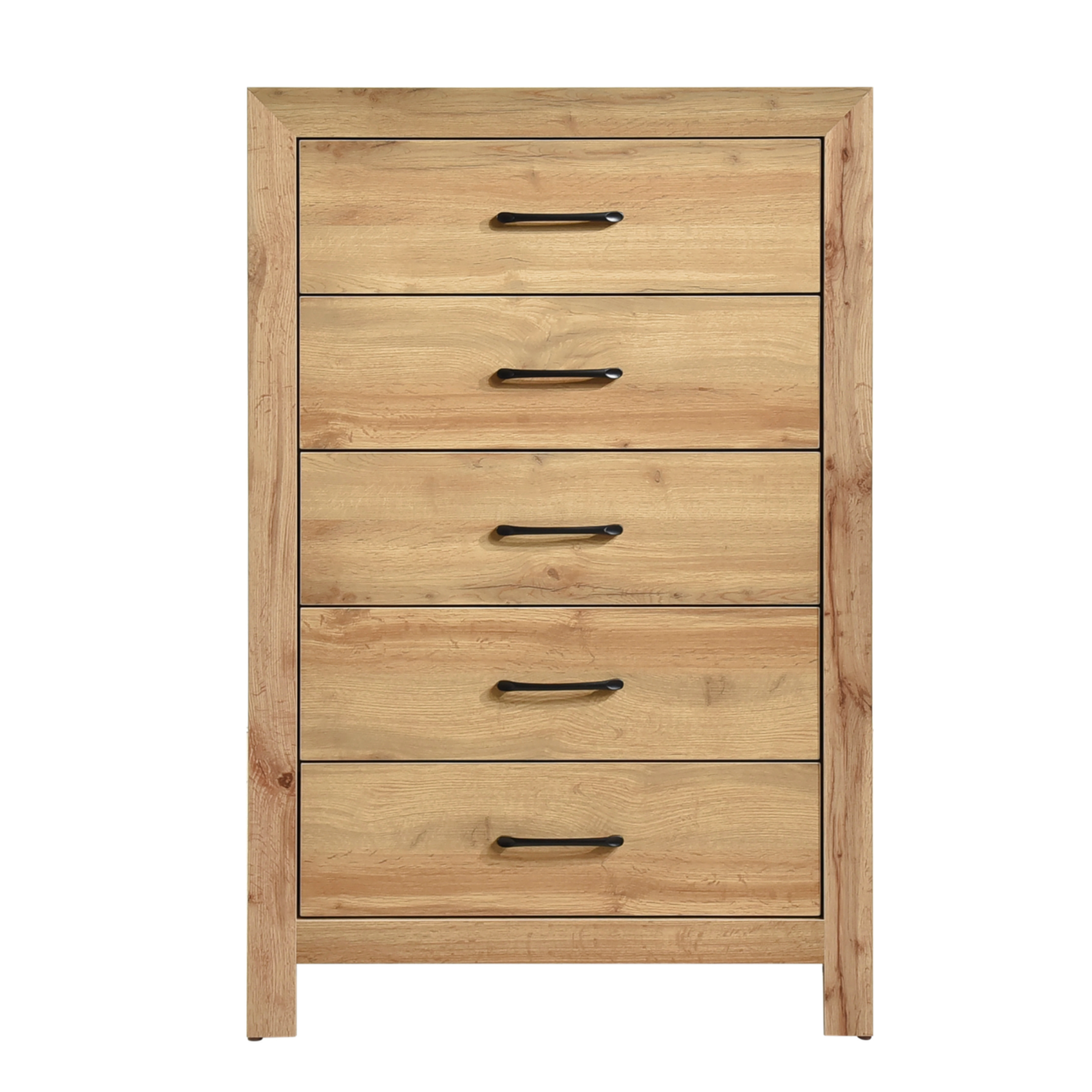 MAZ Corbin 1534NA bedroom set with a brown king bed, dresser, mirror, and nightstand in a modern bedroom layout.